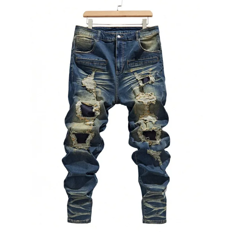plus Size Ripped Jeans Large Hole Denim Pants Men's Winter Non-Shrinkage Comfortable Fit Neutral Drawstring Casual Trousers
plus Size Ripped Jeans Large Hole Denim Pants Men's Winter Non-Shrinkage Comfortable Fit Neutral Drawstring Casual Trousers