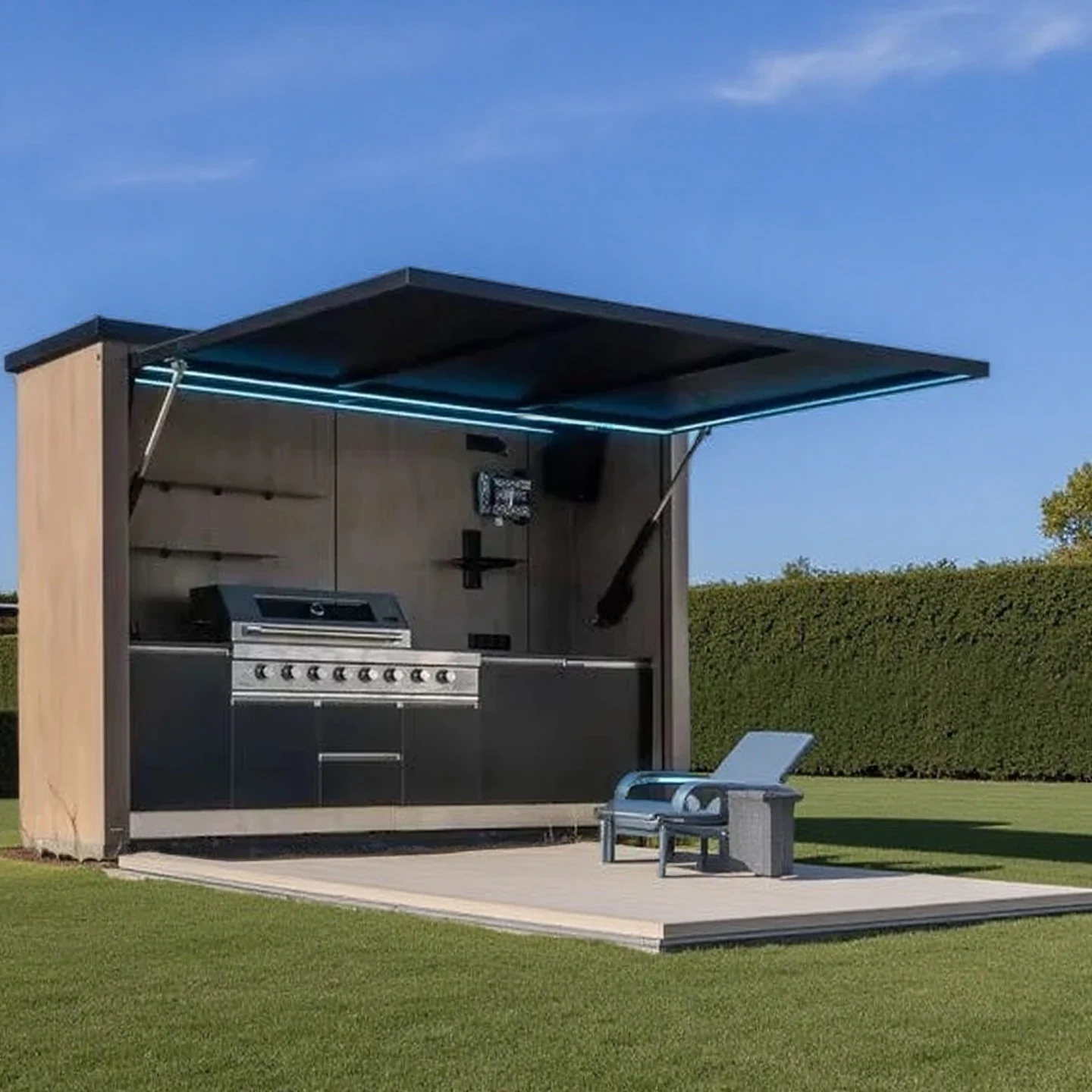 Outdoor Kitchen Container Shelter Weatherproof with Grill for Backyard and Camping
Outdoor Kitchen Container Shelter Weatherproof with Grill for Backyard and Camping