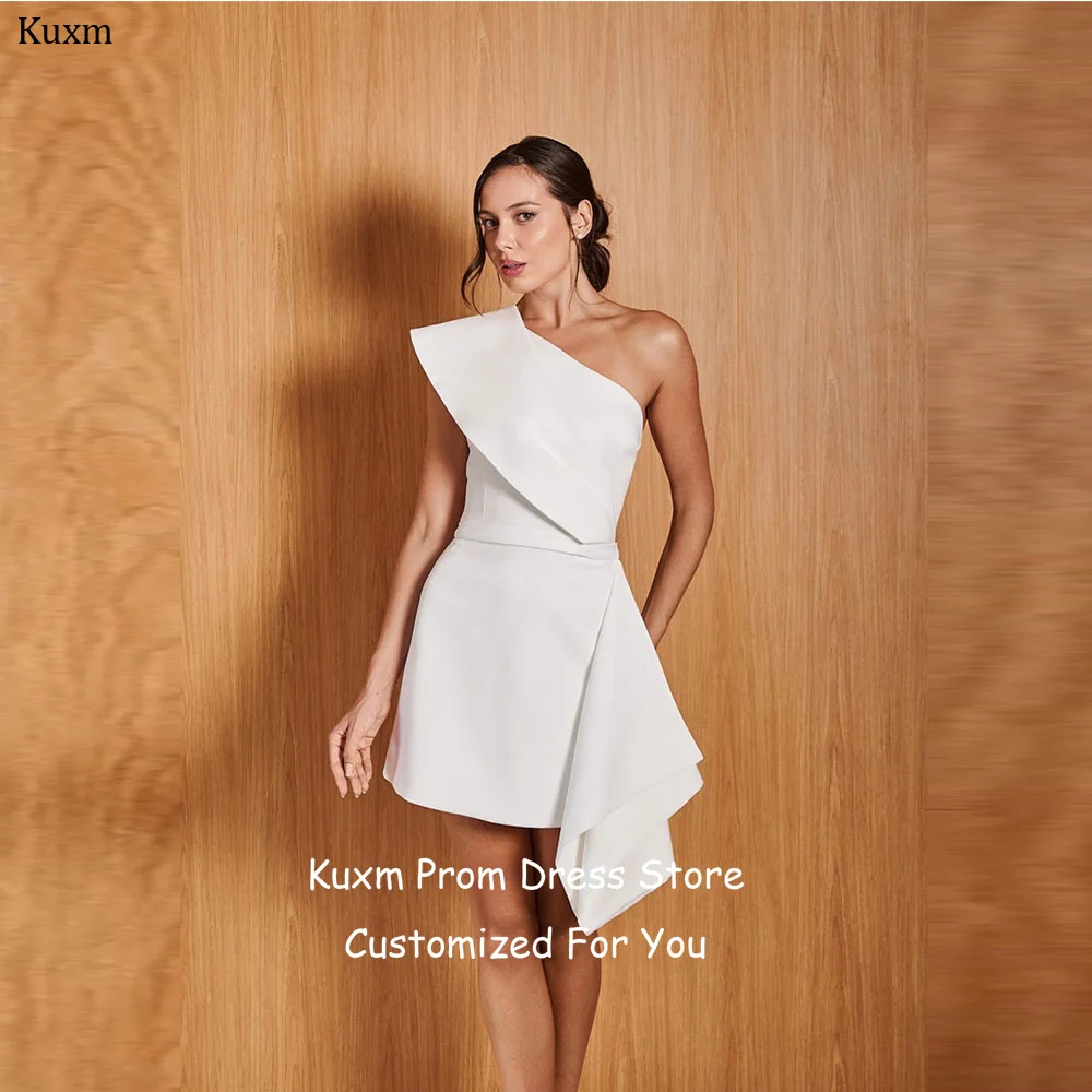 Kuxm Fashion Satin Formal Wedding Dresses Bride Short Scalloped Elegant Vestidos De Novia Mini One Shoulder Dress Customized
Kuxm Fashion Satin Formal Wedding Dresses Bride Short Scalloped Elegant Vestidos De Novia Mini One Shoulder Dress Customized