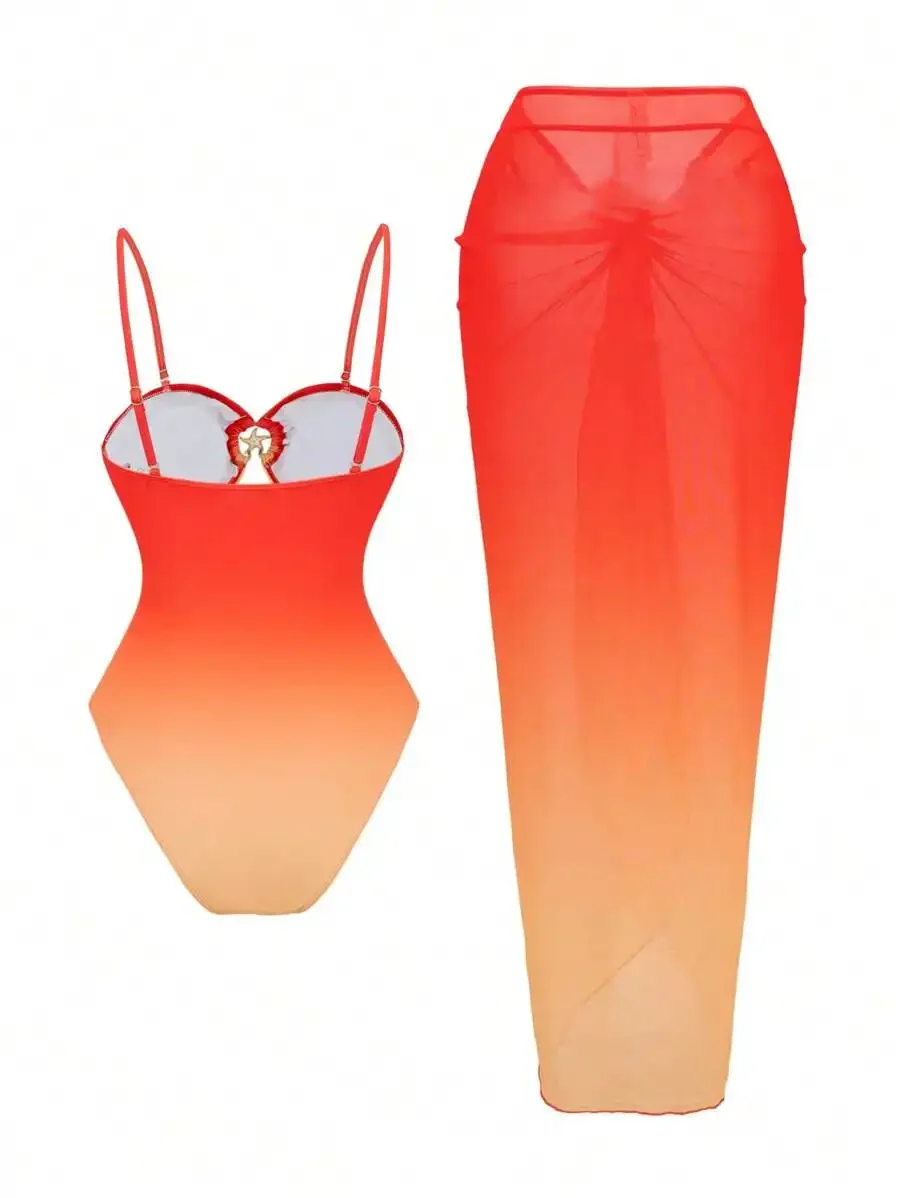 One-Piece Swimsuit With Hollow Starfish Detail Removable Strap Twist Design Sheer Cover-Up Set
One-Piece Swimsuit With Hollow Starfish Detail Removable Strap Twist Design Sheer Cover-Up Set