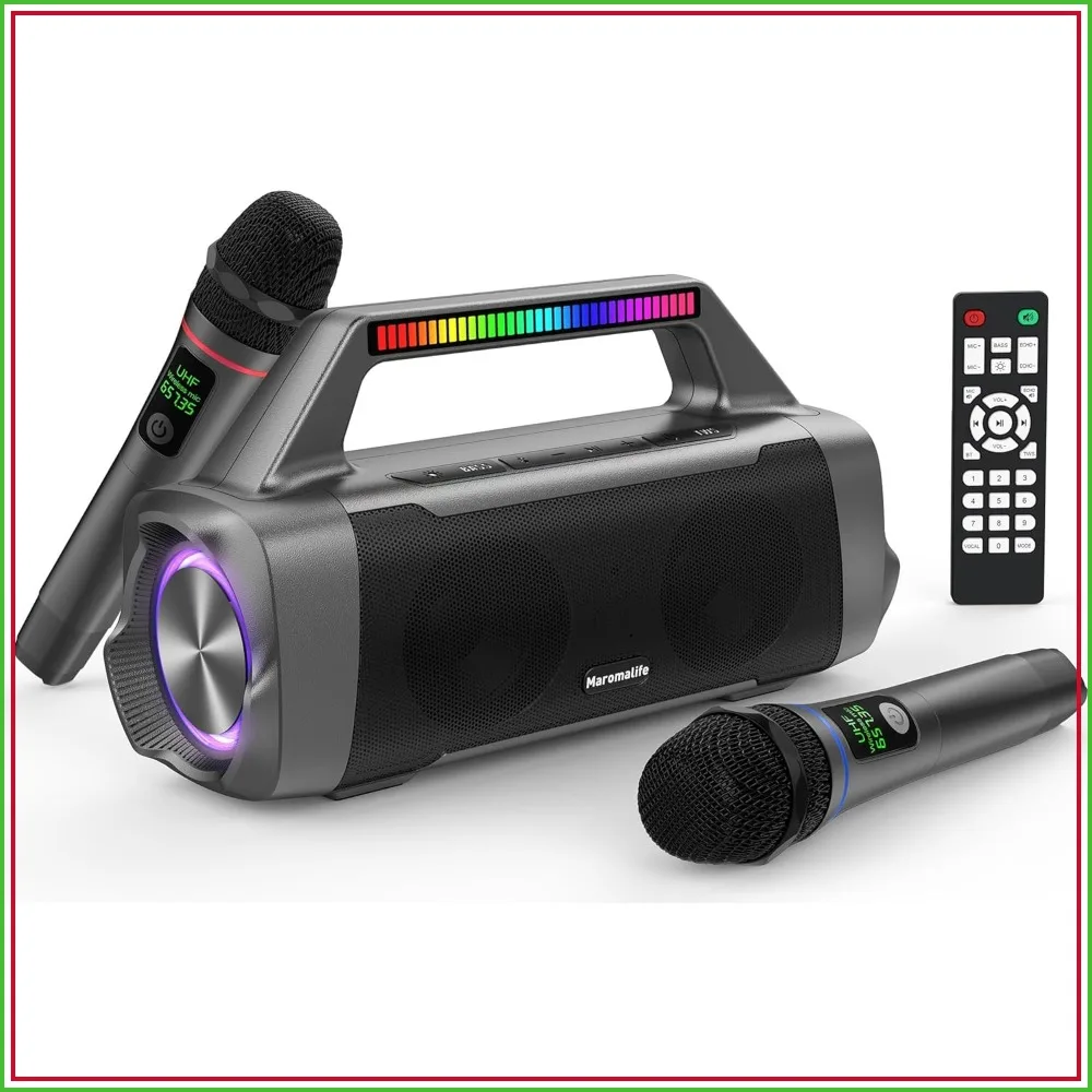 Portable Karaoke Machine with 2 Wireless Mics, 100W Stereo, IPX7 Waterproof, BT 5.3, 40H Playtime, Rhythm Light
Portable Karaoke Machine with 2 Wireless Mics, 100W Stereo, IPX7 Waterproof, BT 5.3, 40H Playtime, Rhythm Light