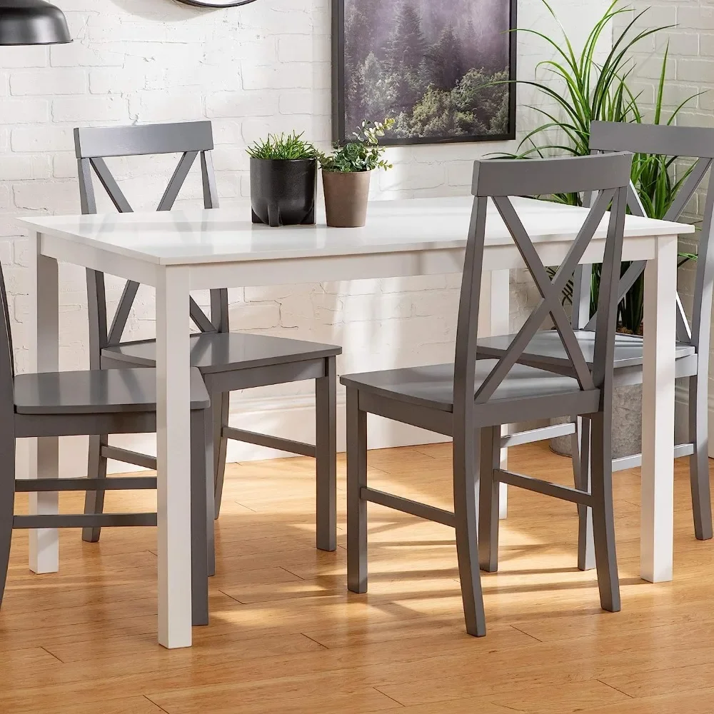 Walker Edison 4 Person Modern Farmhouse Wood Small Dining Table Dining Room Kitchen Table Set Dining, White and Grey
Walker Edison 4 Person Modern Farmhouse Wood Small Dining Table Dining Room Kitchen Table Set Dining, White and Grey