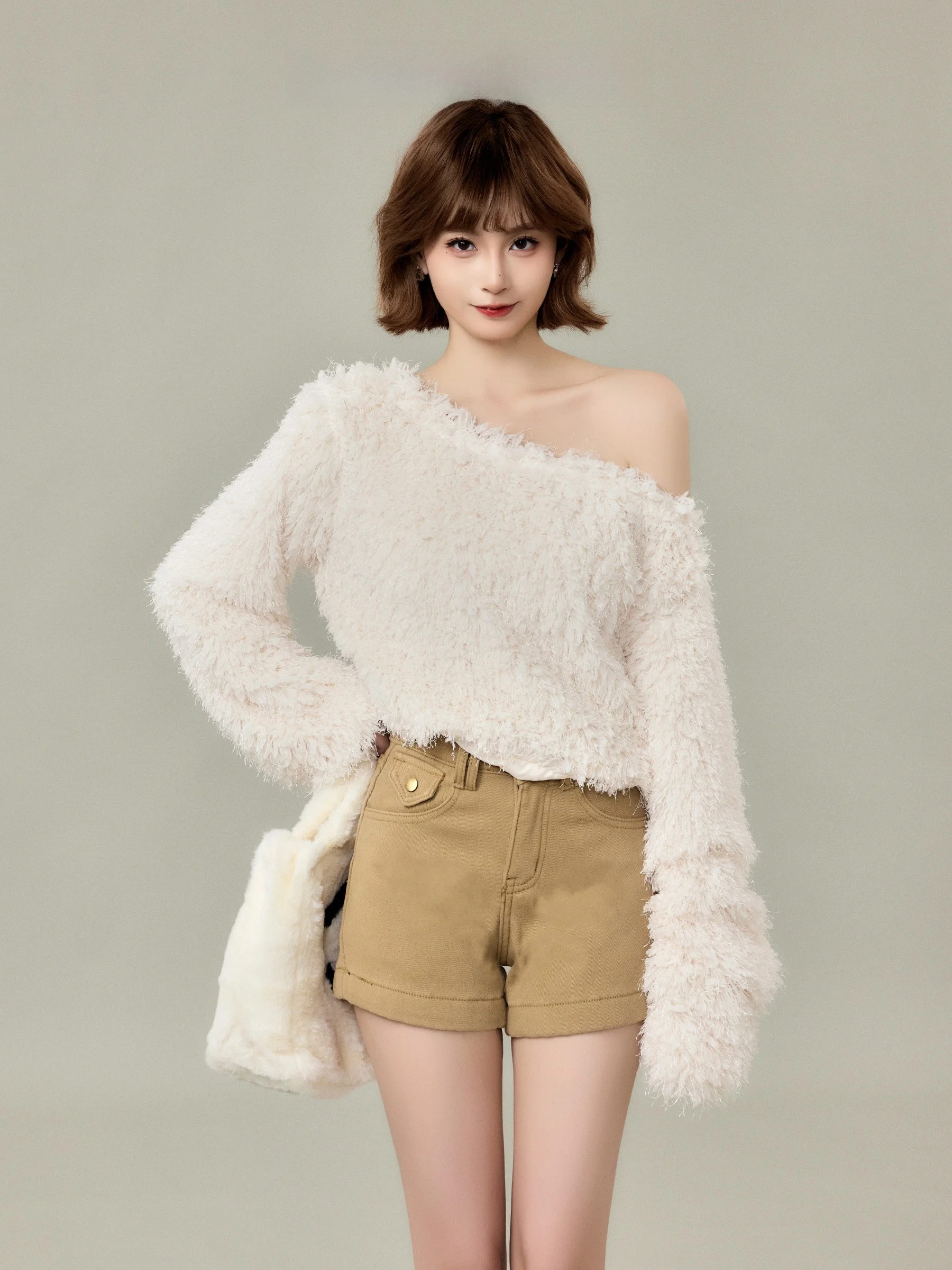 Ladies' Loose Fit oulder Slanting White ort Sweater Autumn Winter Faion Korean Sle Soft Material Casual Leisure Sle
Ladies' Loose Fit oulder Slanting White ort Sweater Autumn Winter Faion Korean Sle Soft Material Casual Leisure Sle