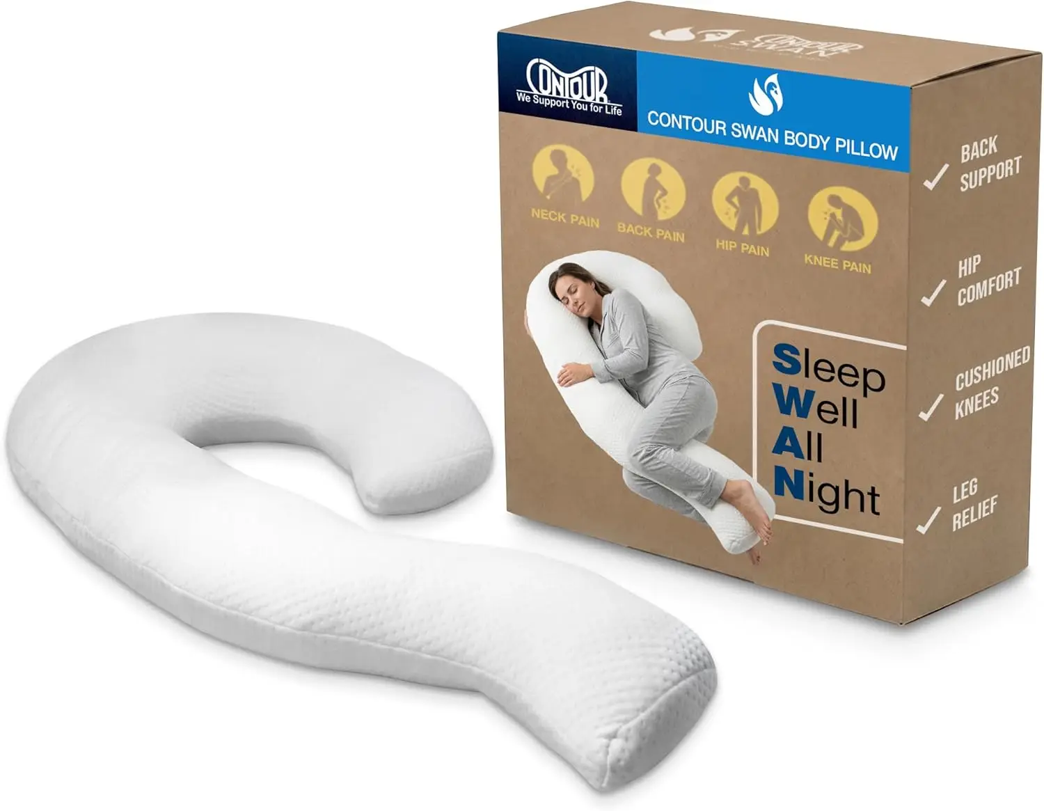 Full Body Pillow for Side Sleepers with Ergonomic Support for Back, Hip, and Knee Relief
Full Body Pillow for Side Sleepers with Ergonomic Support for Back, Hip, and Knee Relief