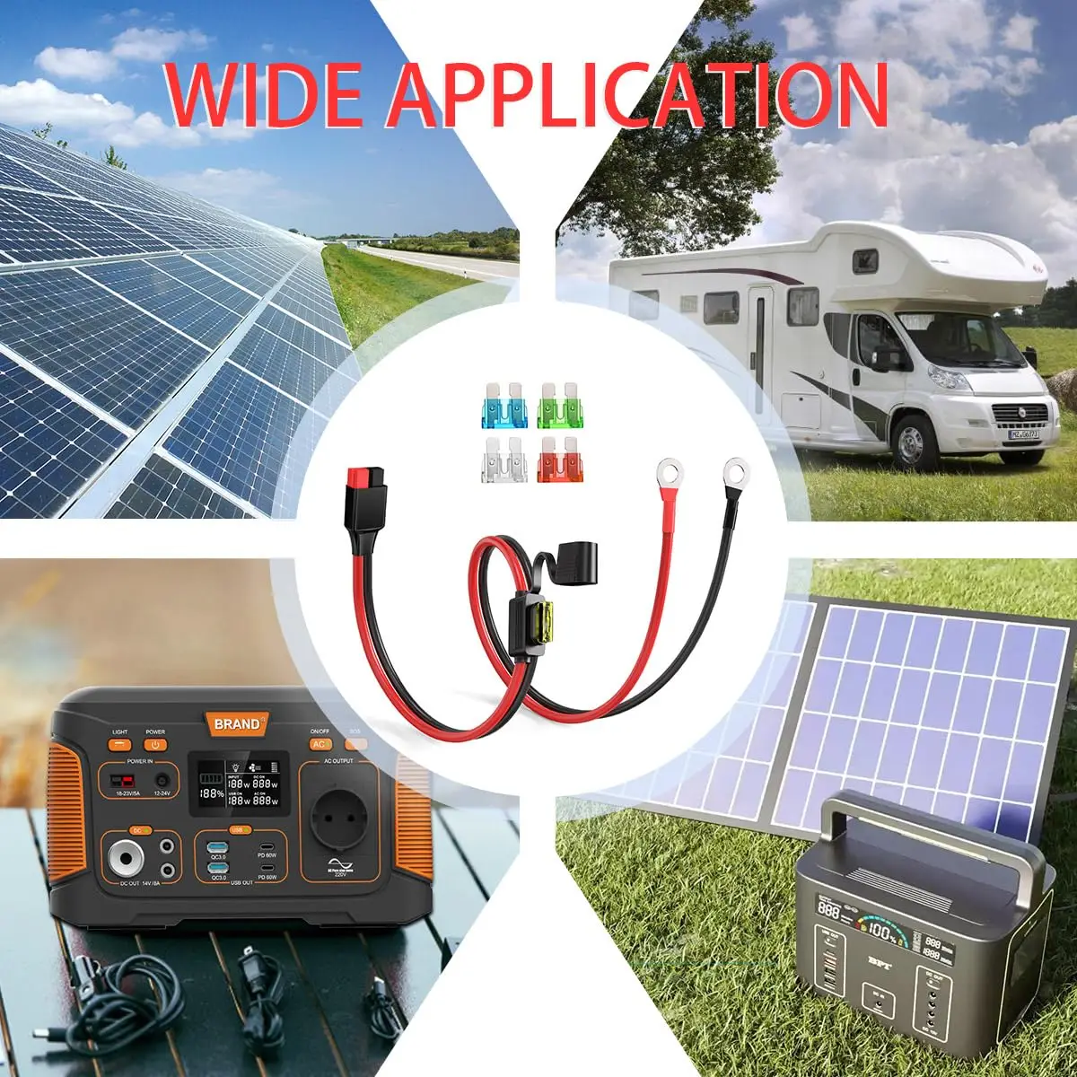 Anderson Connector to O Ring Terminal 10AWG Battery Connector Cable with 5 Fuse for Automotive Portable Power Station Solar Gene
Anderson Connector to O Ring Terminal 10AWG Battery Connector Cable with 5 Fuse for Automotive Portable Power Station Solar Gene