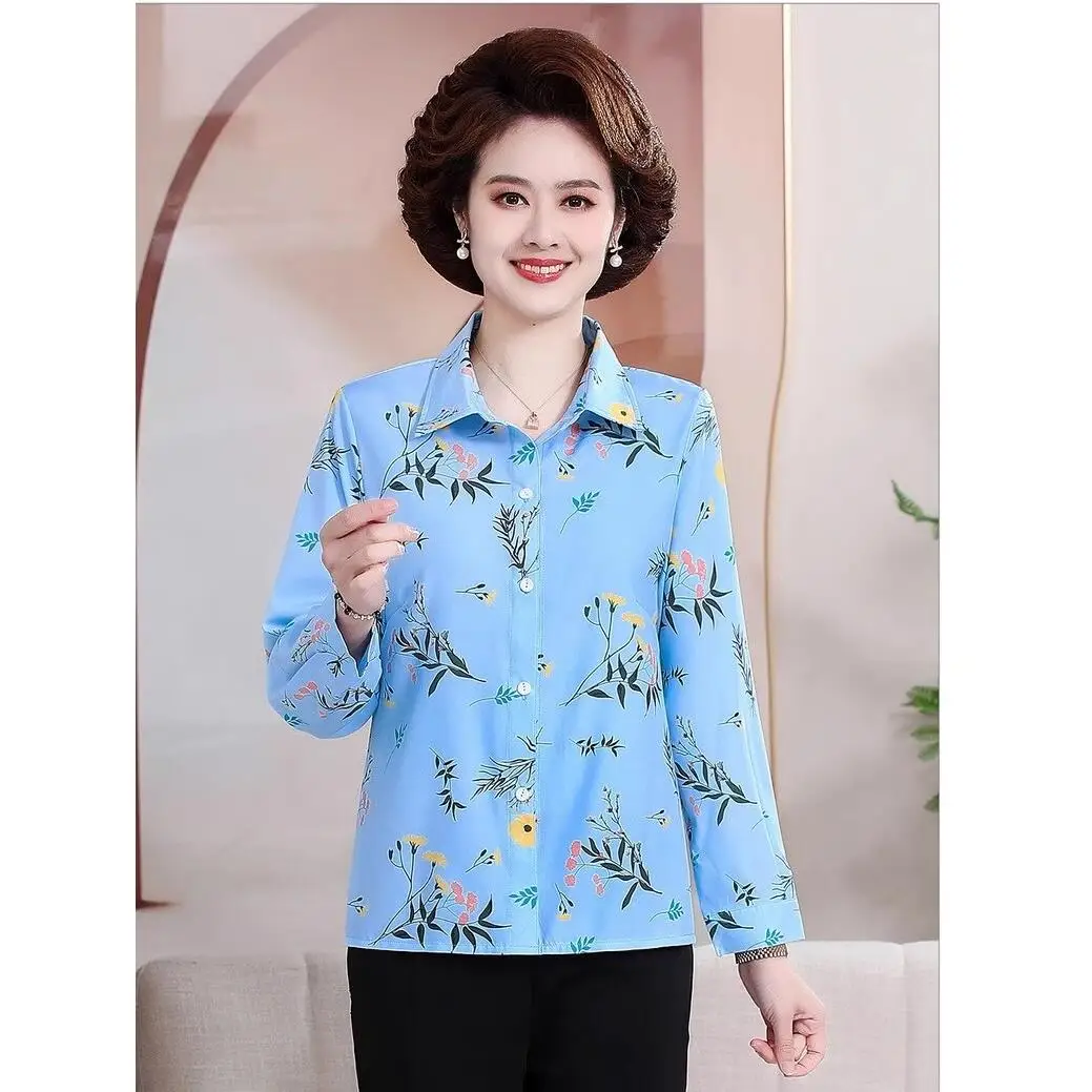 Loose Long Sleeve Mom Shirt Printed High End New Style Fashion Slimming Outerwear Casual Neck Button up Women's Top
Loose Long Sleeve Mom Shirt Printed High End New Style Fashion Slimming Outerwear Casual Neck Button up Women's Top