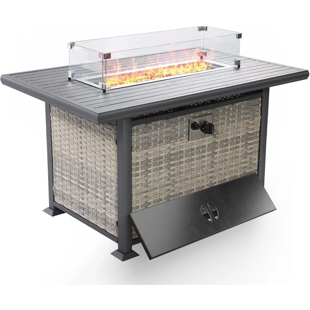 43 Outdoor Fire Pit Table with 55,000 BTU Stainless Steel Burner, Single Knob Ignition, Convertible Design & Durable Wicker Fra
43 Outdoor Fire Pit Table with 55,000 BTU Stainless Steel Burner, Single Knob Ignition, Convertible Design & Durable Wicker Fra