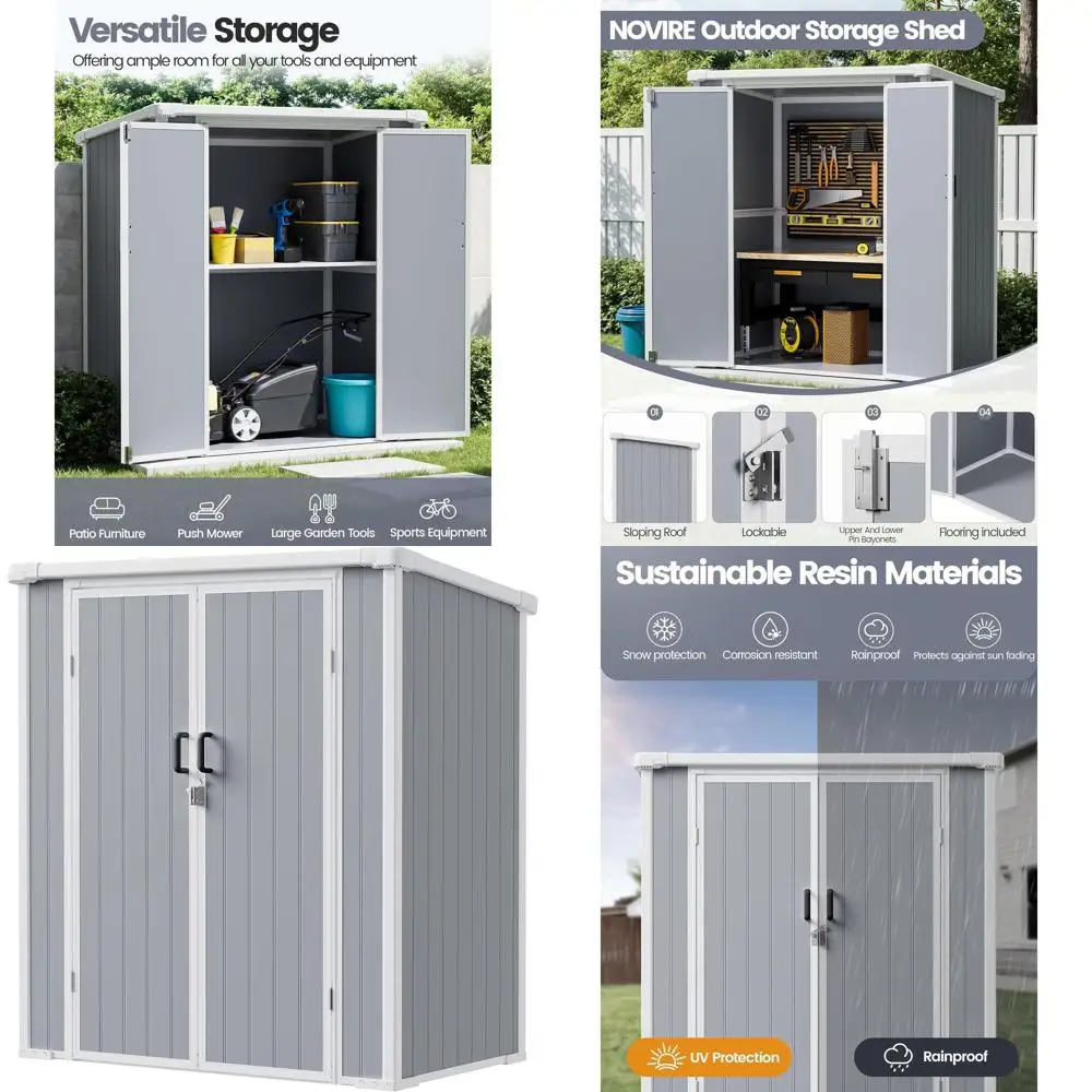 Распродажа: Наружный навес из смолы 5x3 — устойчивый к атмосферным воздействиям, запираемый, с полом для хранения в саду
Распродажа: Наружный навес из смолы 5x3 — устойчивый к атмосферным воздействиям, запираемый, с полом для хранения в саду