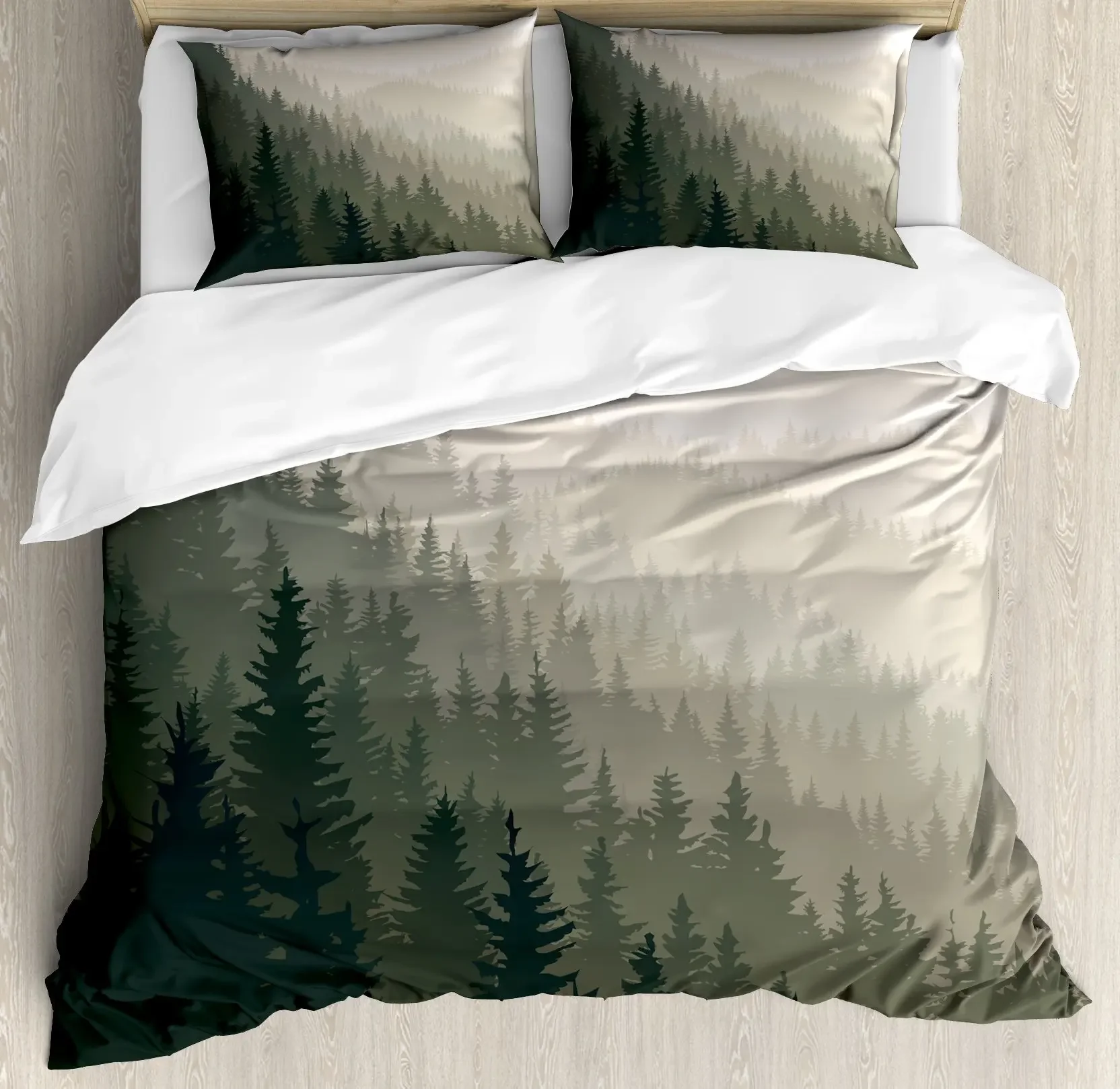 Pine Trees in The Forest Duvet Cover Set, Foggy Decorative 3 Piece Bedding Set with 2 Pillow Shams, Queen Full Size, Warm Taupe
Pine Trees in The Forest Duvet Cover Set, Foggy Decorative 3 Piece Bedding Set with 2 Pillow Shams, Queen Full Size, Warm Taupe