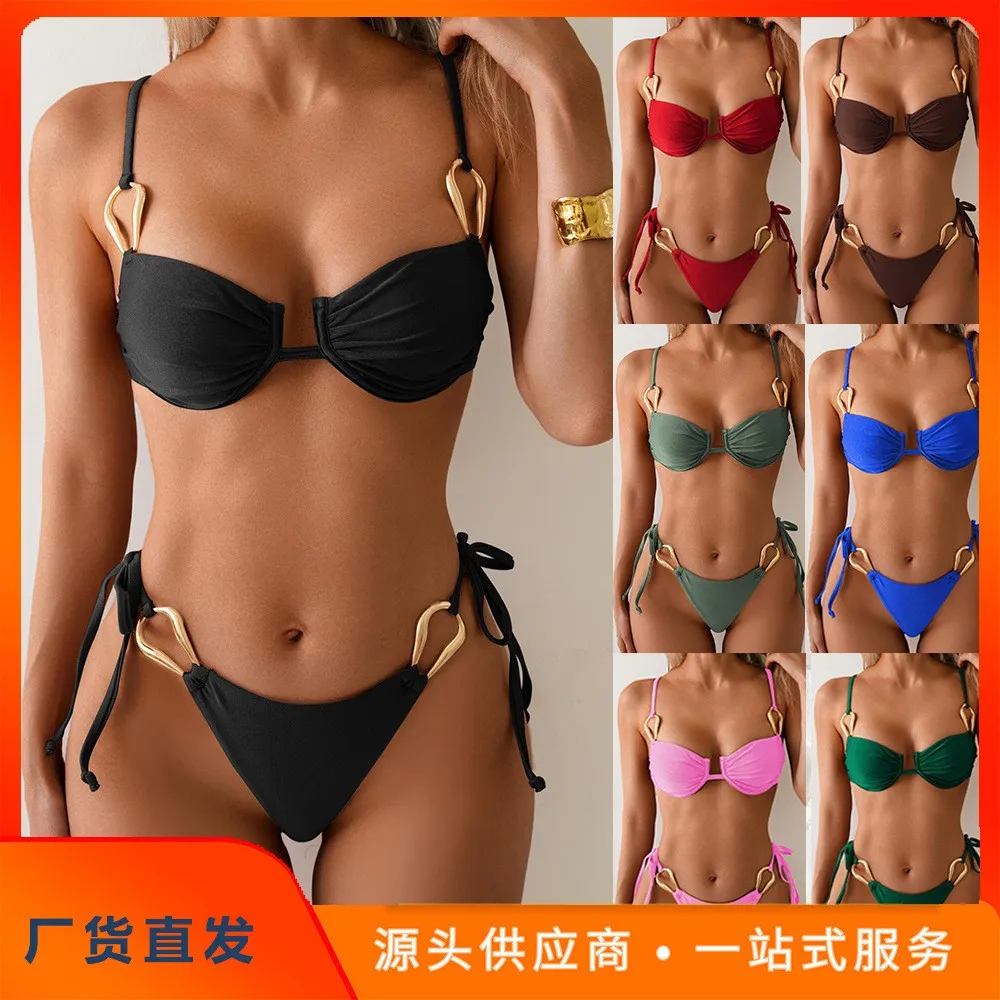 Woman 2026 Bikini Solid Color Spaghetti Strap Bikinis Tie Back Thong Bottom Two Piece Swimsuit Bandeau Top Swim Bikini Black
Woman 2026 Bikini Solid Color Spaghetti Strap Bikinis Tie Back Thong Bottom Two Piece Swimsuit Bandeau Top Swim Bikini Black