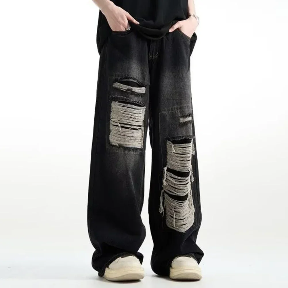 Comfortable For Spring For Summer Mens Retro Jeans Hole Repair Pants Regular Length Slight Stretch Solid Color
Comfortable For Spring For Summer Mens Retro Jeans Hole Repair Pants Regular Length Slight Stretch Solid Color
