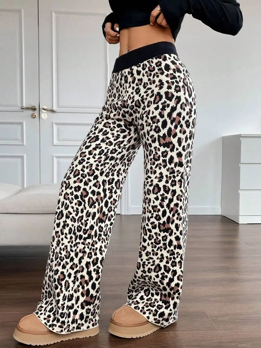 Casual Leopard Print Wide Leg Knit Pants For Women Autumn Winter
Casual Leopard Print Wide Leg Knit Pants For Women Autumn Winter