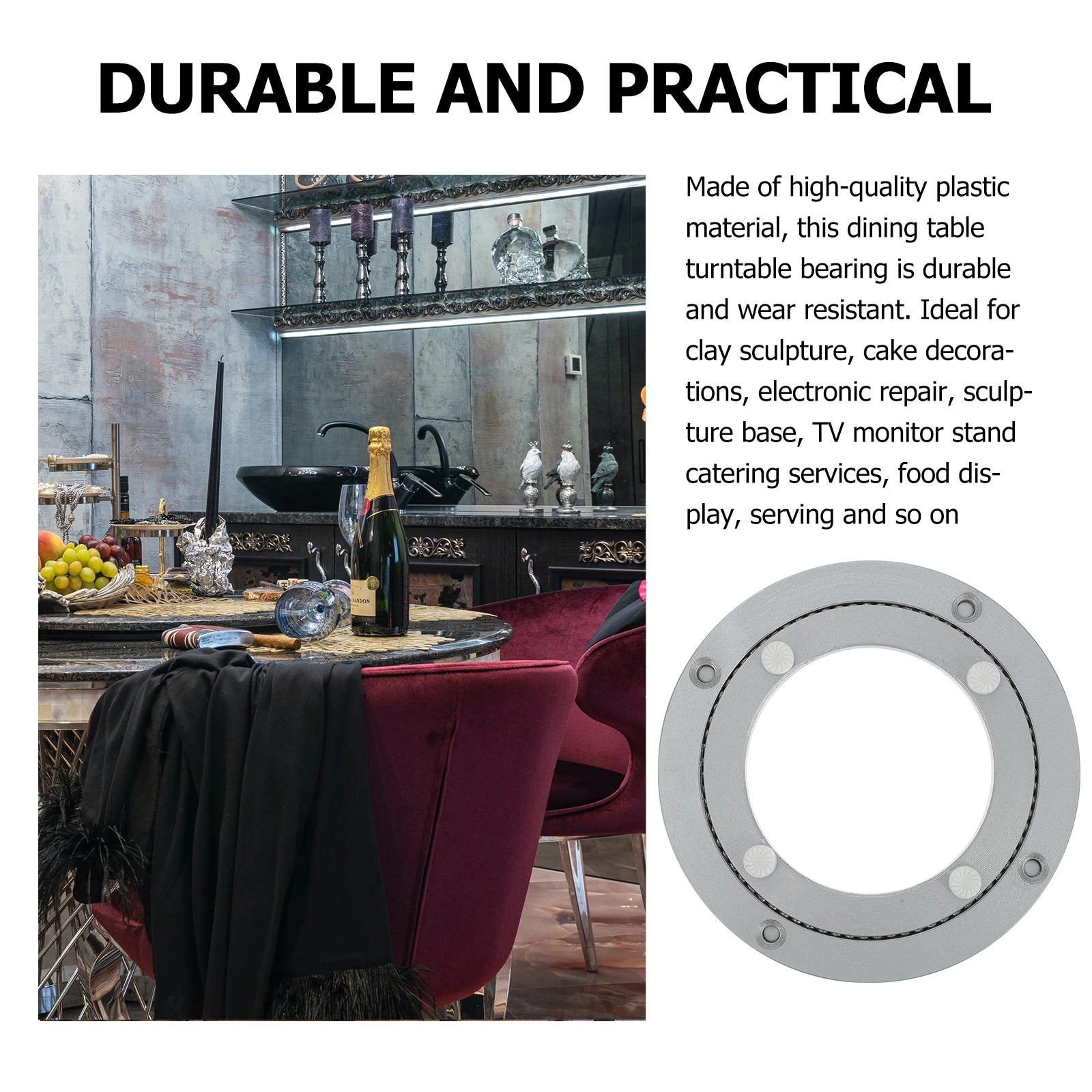 Aluminum Alloy Turntable Round Dining Smooth Swivel Plate Rotating Bearing Base 360 Degree Tool Storage Solution
Aluminum Alloy Turntable Round Dining Smooth Swivel Plate Rotating Bearing Base 360 Degree Tool Storage Solution
