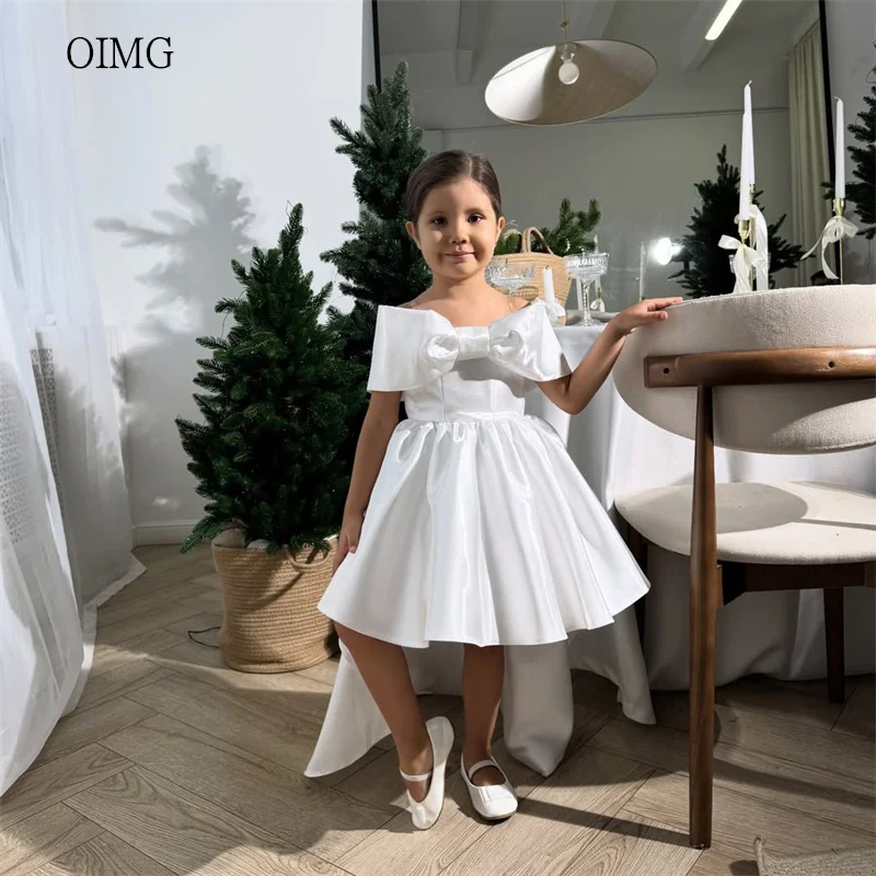 OIMG Ivory Bow Off The Shoulder High-Low Flower Girl Dresses Asymmetrical Wedding Party Dress Pleated Birthday Dress Customized
OIMG Ivory Bow Off The Shoulder High-Low Flower Girl Dresses Asymmetrical Wedding Party Dress Pleated Birthday Dress Customized