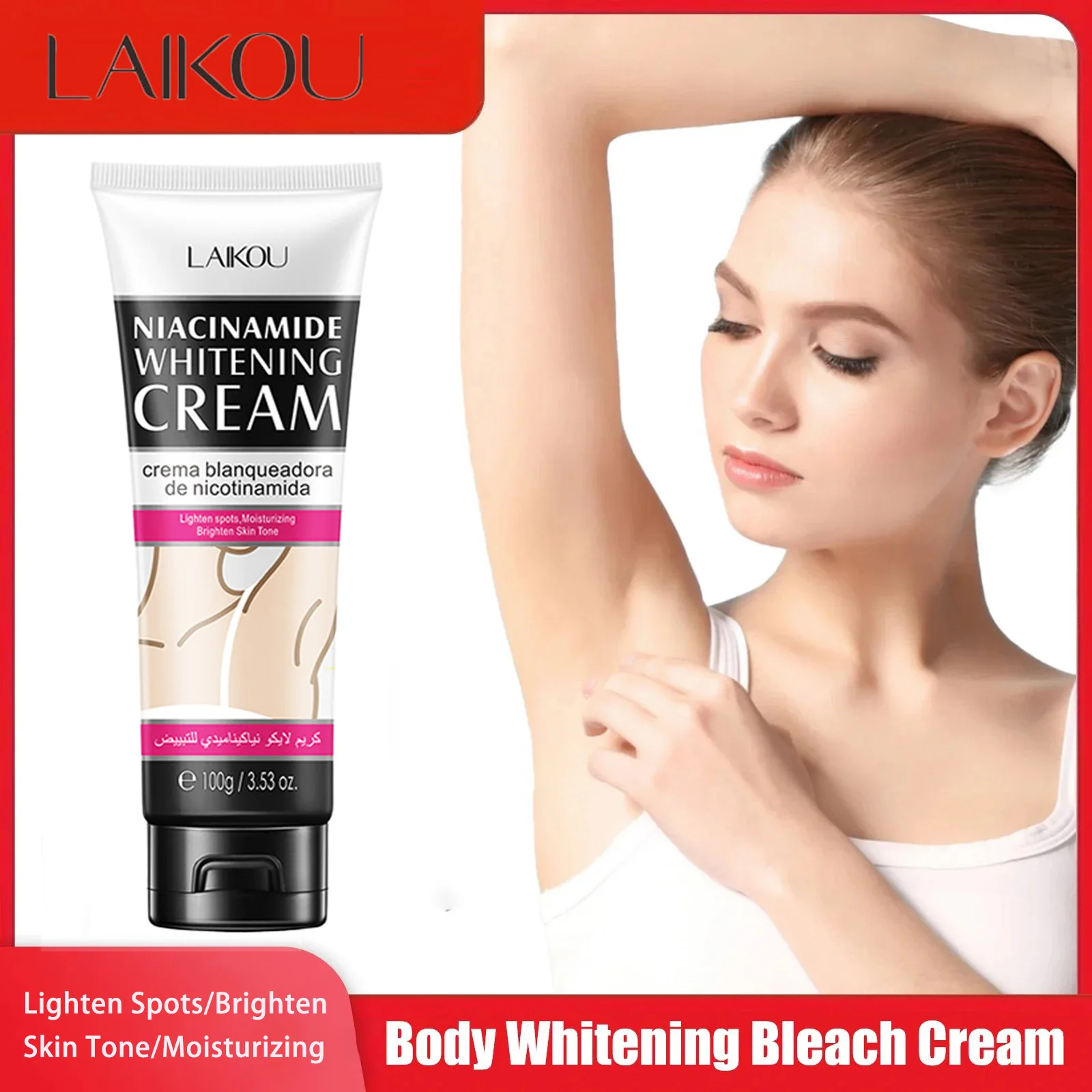 LAIKOU Niacinamide Body Moisturizing Cream Armpit Cream Legs Knees Private Parts Shrink Pores Nature Soft and Tender Skin 100g
LAIKOU Niacinamide Body Moisturizing Cream Armpit Cream Legs Knees Private Parts Shrink Pores Nature Soft and Tender Skin 100g