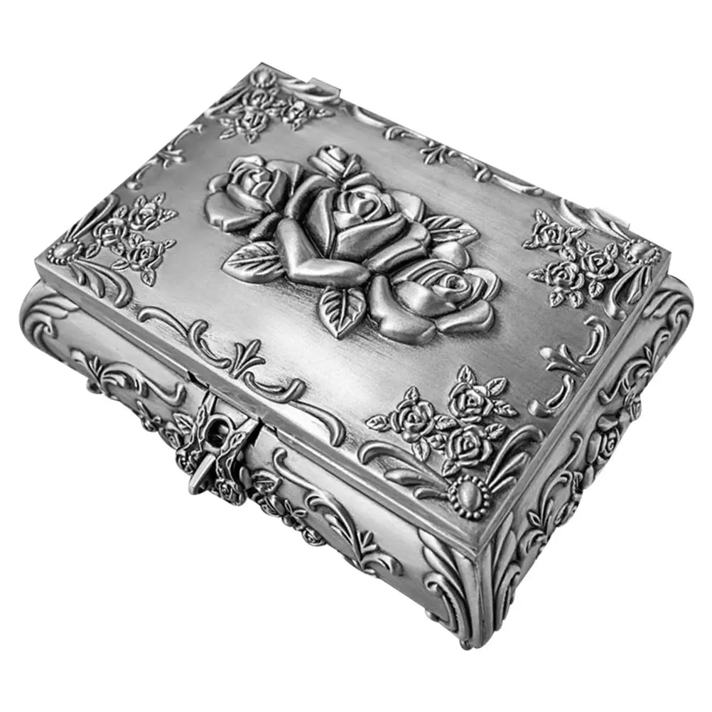 Vintage Metal Jewelry Box Rectangle Zinc Alloy Silver Floral Rose Pattern Rings Case Organizer Trinket Storage Keepsake
Vintage Metal Jewelry Box Rectangle Zinc Alloy Silver Floral Rose Pattern Rings Case Organizer Trinket Storage Keepsake