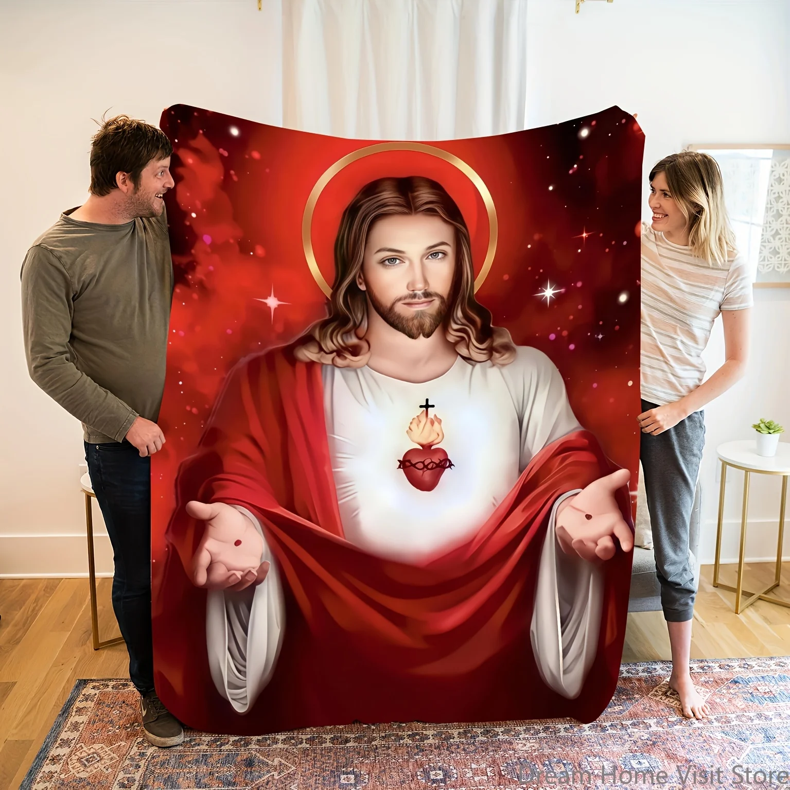 1pc Warm Sacred Jesus Sacred Heart Flannel Throw Blanket for Sofa, Bed,Travel, Camping, Livingroom, Office, Couch,Chair, And Bed
1pc Warm Sacred Jesus Sacred Heart Flannel Throw Blanket for Sofa, Bed,Travel, Camping, Livingroom, Office, Couch,Chair, And Bed