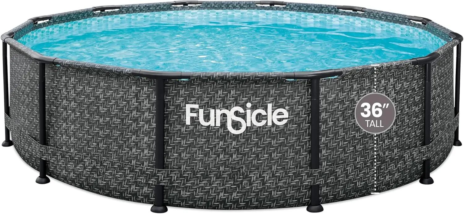 12' by 36" Oasis Designer Round Frame Above Ground Swimming Pool with Filter Pump, D Cartridge, & Ladder, Dark Herringbone
12' by 36" Oasis Designer Round Frame Above Ground Swimming Pool with Filter Pump, D Cartridge, & Ladder, Dark Herringbone