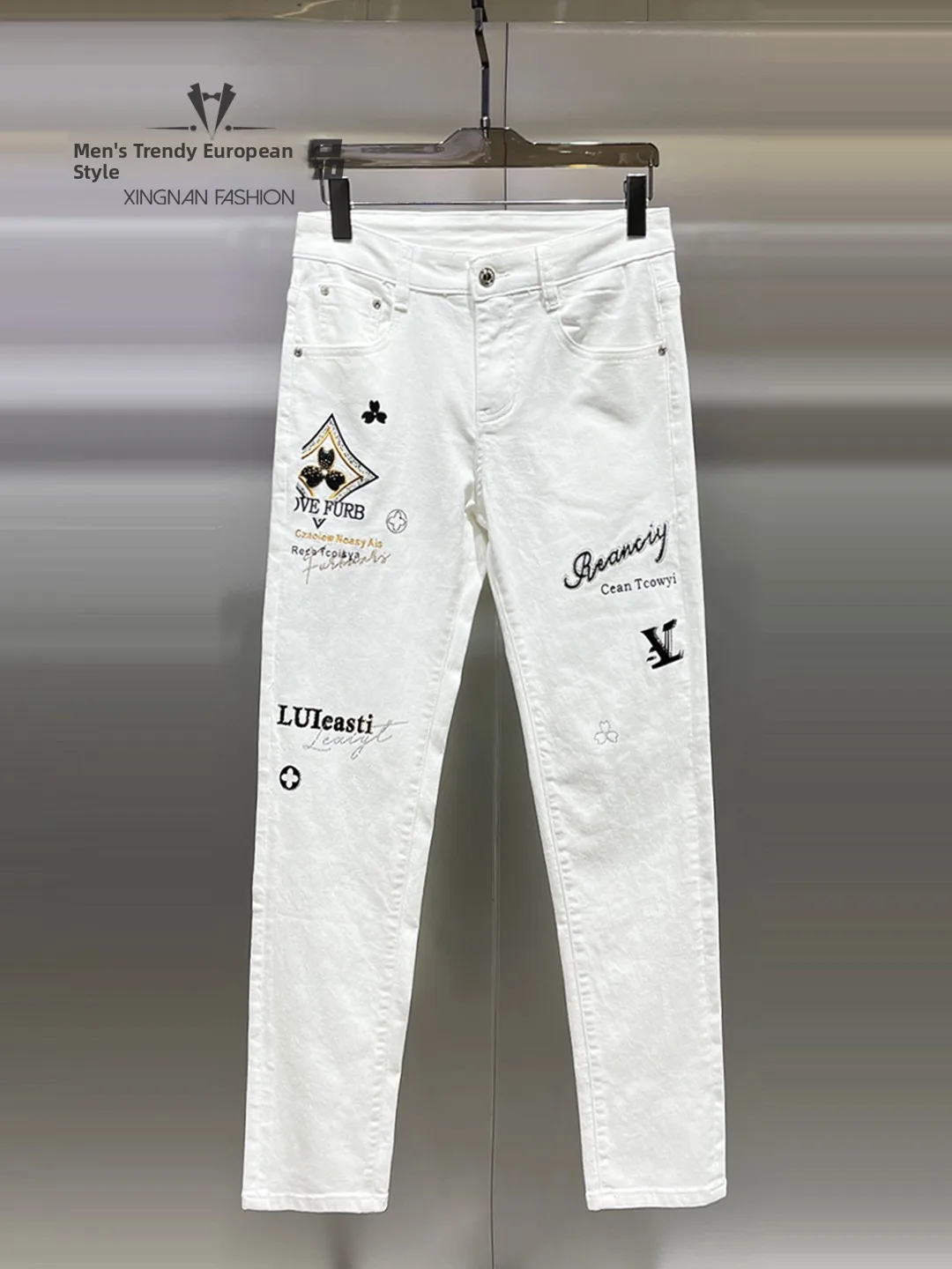 White Embroidered Slim Fit Men's Jeans Trendy Brand Autumn Winter High Waist hine Waed Comfortable Breathable Soft Fabric
White Embroidered Slim Fit Men's Jeans Trendy Brand Autumn Winter High Waist hine Waed Comfortable Breathable Soft Fabric