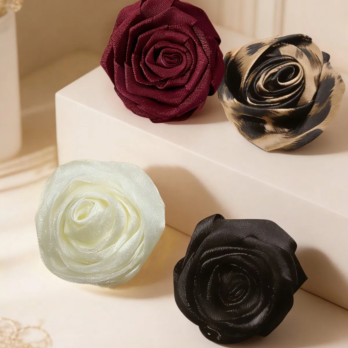 Vintage organza rose flower handmade headwear & brooch accessories, corsage supplies
Vintage organza rose flower handmade headwear & brooch accessories, corsage supplies