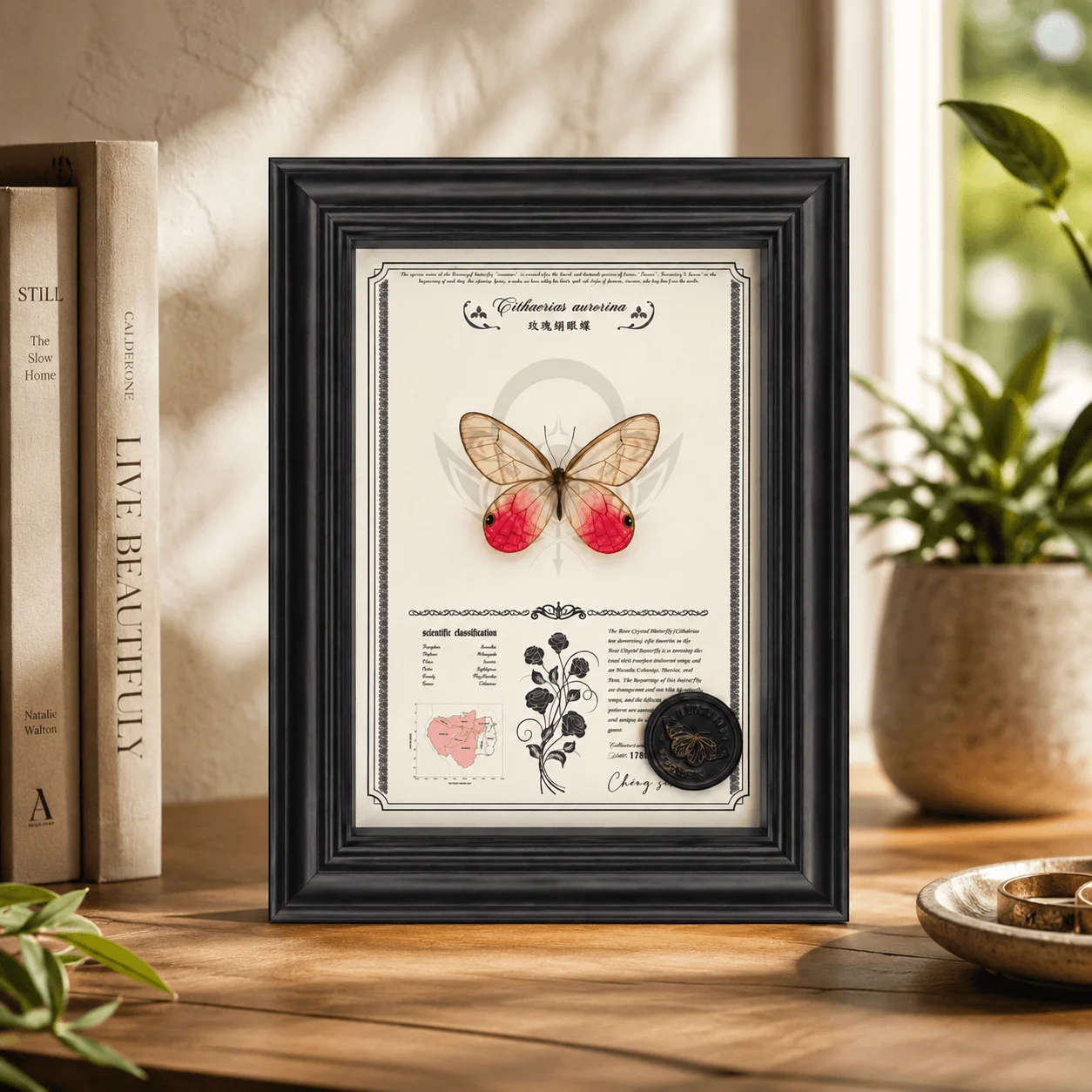 Real Butterfly Specimen in Wooden Frame, 6/7 Inch Wall Art Decor with Stand & Hanging Hole, Gift for Nature Lovers
Real Butterfly Specimen in Wooden Frame, 6/7 Inch Wall Art Decor with Stand & Hanging Hole, Gift for Nature Lovers