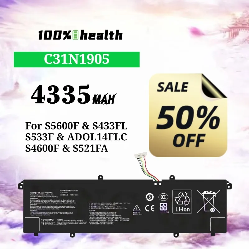 C31N1905 4240mAh Laptop Battery for ASUS S5600F/S433FL/S533F/ADOL14FLC Lithium Rechargeable Battery
C31N1905 4240mAh Laptop Battery for ASUS S5600F/S433FL/S533F/ADOL14FLC Lithium Rechargeable Battery