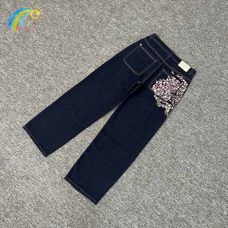 Best Quality Cherry Blossoms Embroidery Dark Blue Derschutze Jeans Pants Men Women Unisex Straight Leg Denim Trousers Tags
Best Quality Cherry Blossoms Embroidery Dark Blue Derschutze Jeans Pants Men Women Unisex Straight Leg Denim Trousers Tags