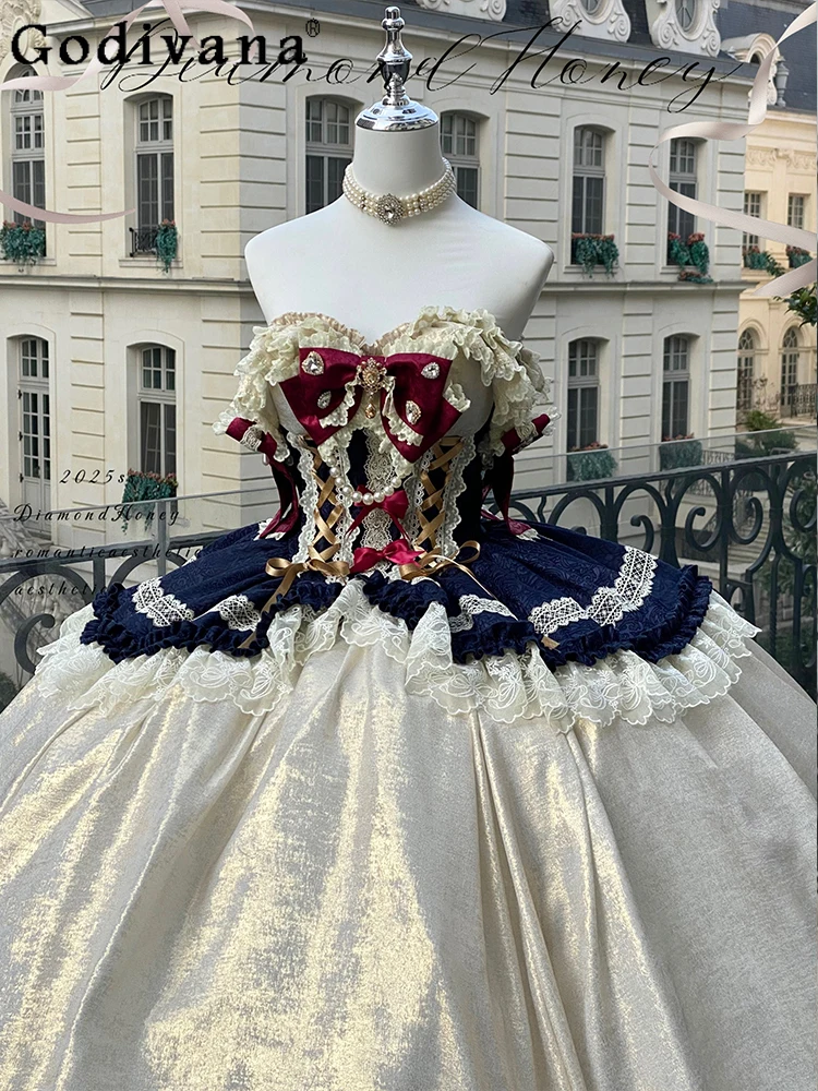 Lolita Princess Dress Women's Slim Fit Elegant Vintage Dress Lady Sweet Cute Bow Lace Birthday Party Maxi Dresses Summer New
Lolita Princess Dress Women's Slim Fit Elegant Vintage Dress Lady Sweet Cute Bow Lace Birthday Party Maxi Dresses Summer New