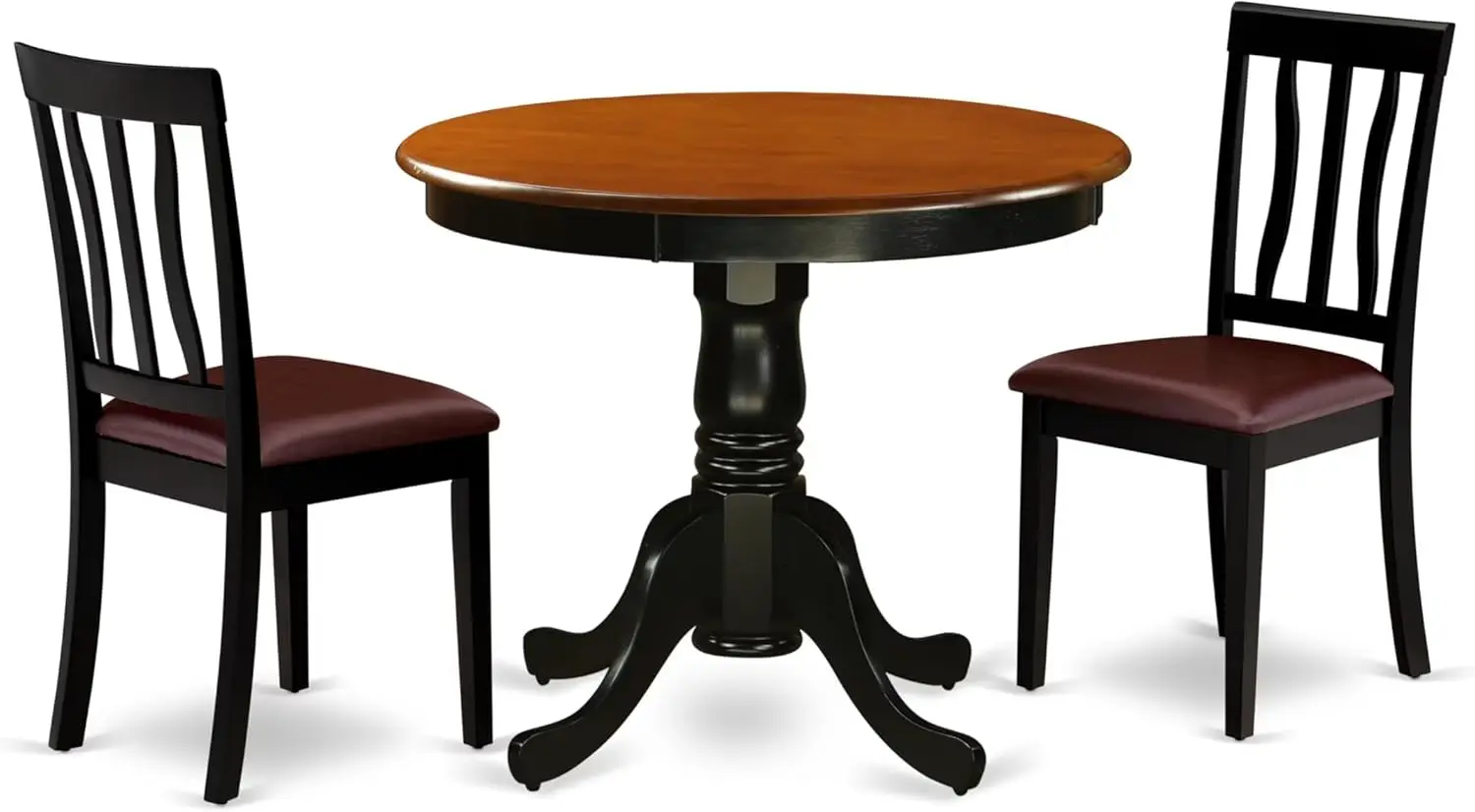 Anti3-Blk-Lc 3 Piece Dining Room Furniture Set Contains A Round Dining Table With Pedestal And 2 Faux Leather Upholstered
Anti3-Blk-Lc 3 Piece Dining Room Furniture Set Contains A Round Dining Table With Pedestal And 2 Faux Leather Upholstered