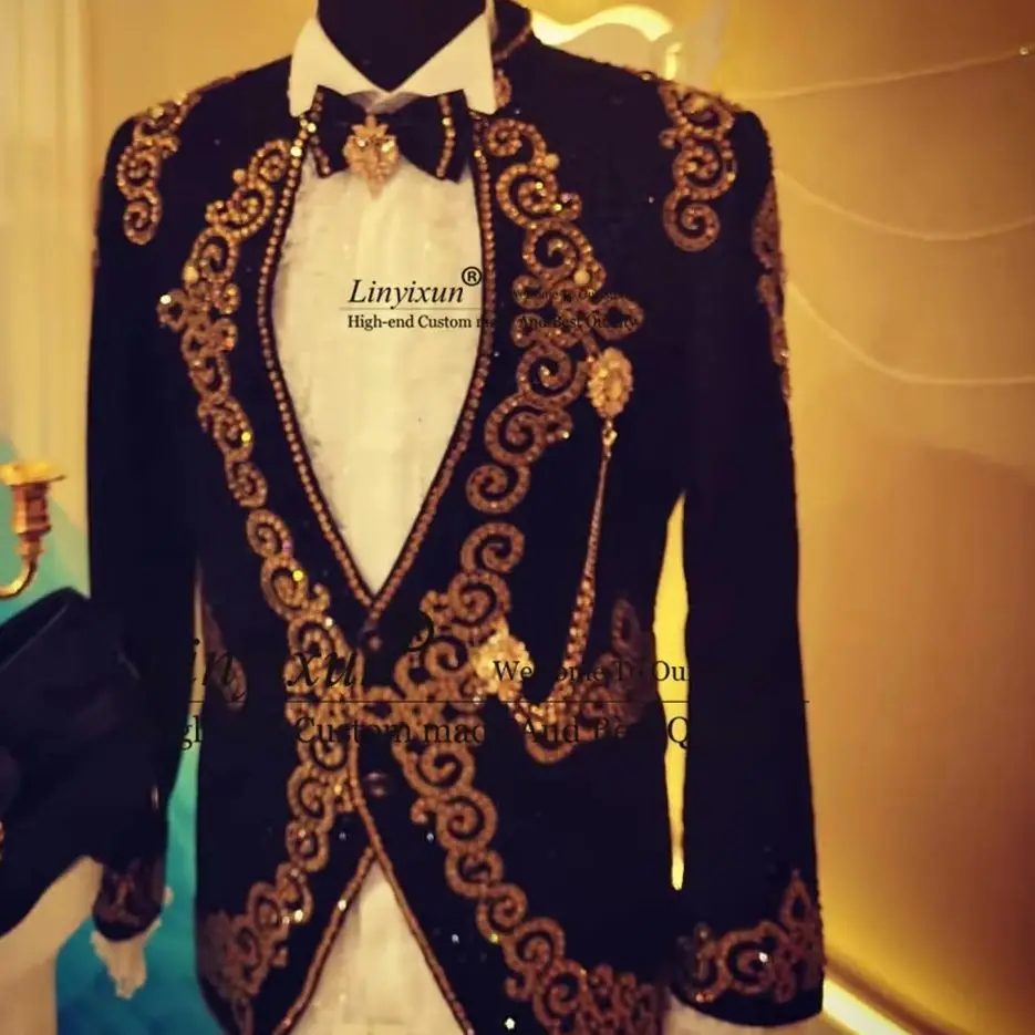 Shiny Beaded Diamond Tuxedos Men Suits 2 Pieces Sets Wedding Groom Male Prom Blazers Slim Fit Customized Party Costume Homme
Shiny Beaded Diamond Tuxedos Men Suits 2 Pieces Sets Wedding Groom Male Prom Blazers Slim Fit Customized Party Costume Homme