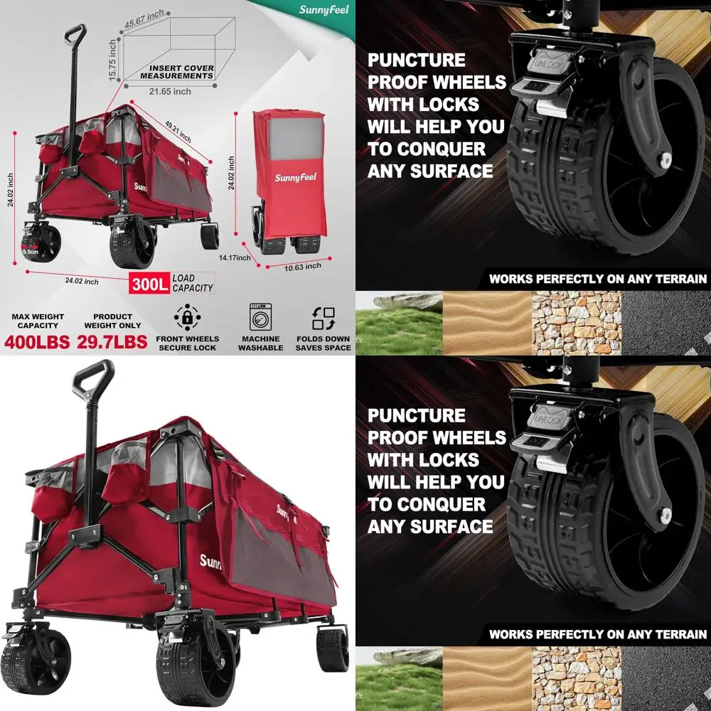 Extra Long Foldable Wagon Cart with Wheels, Side Pocket, and Brakes for Camping, Sports, Gardening, and Shopping (Red)
Extra Long Foldable Wagon Cart with Wheels, Side Pocket, and Brakes for Camping, Sports, Gardening, and Shopping (Red)