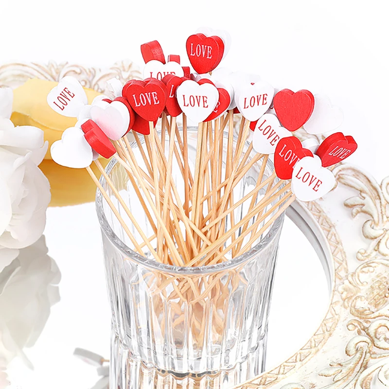 100PC Love Heart Shape Disposable Bamboo Skewers Food Picks Fruit Fork Dessert Sticks Toothpick Wedding Valentine's Day Decor
100PC Love Heart Shape Disposable Bamboo Skewers Food Picks Fruit Fork Dessert Sticks Toothpick Wedding Valentine's Day Decor