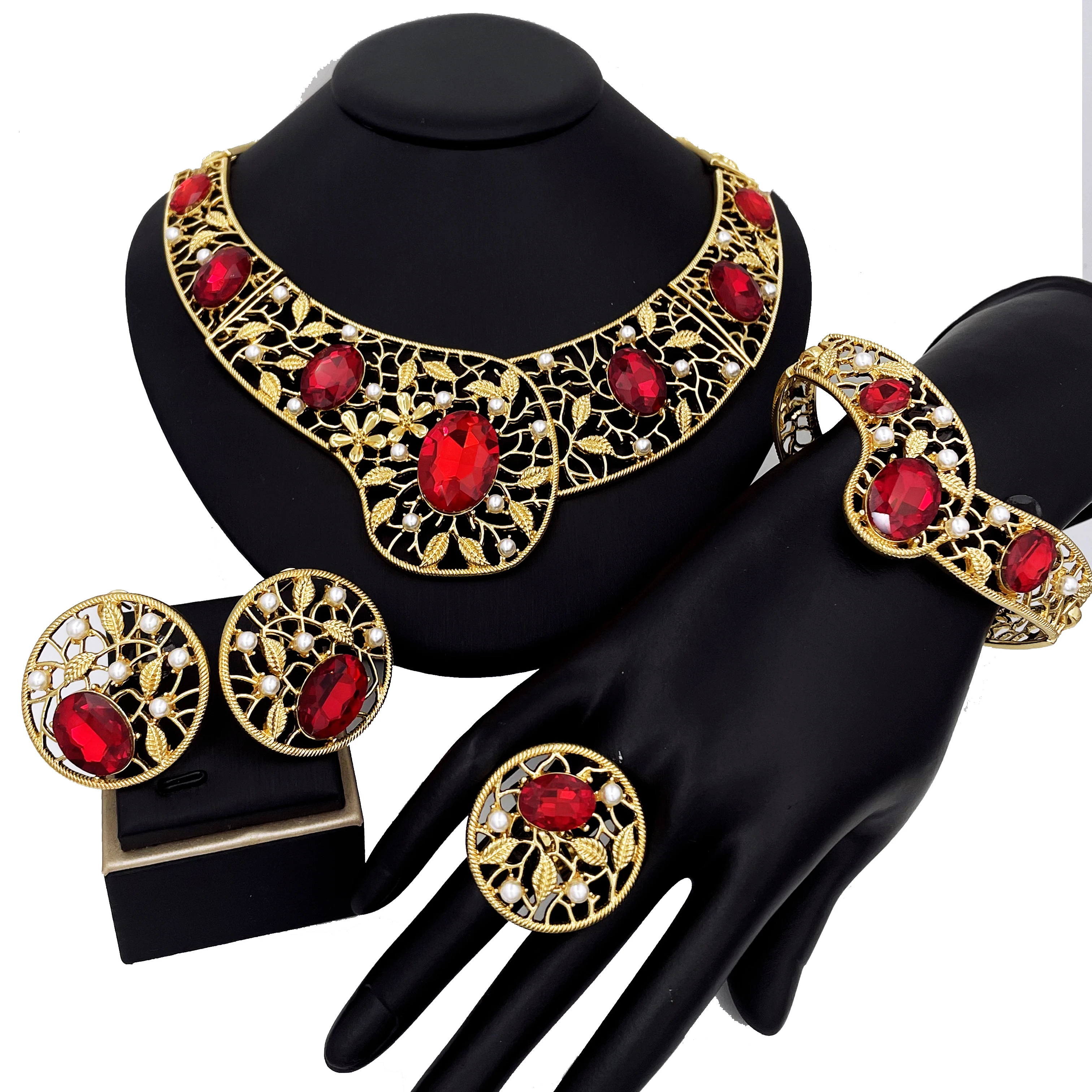 Luxury Dubai Jewelry Set For Women 18K Gold Plated Nigeria Party Set Jewelry Necklaces Earrings Bracelets And Ring
Luxury Dubai Jewelry Set For Women 18K Gold Plated Nigeria Party Set Jewelry Necklaces Earrings Bracelets And Ring