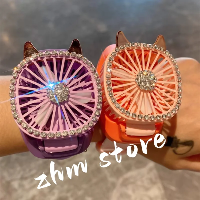 Lovely Watch Style Mini Cat Ears Sparkle Rhinestone Decorate Easy Carry Summer Outside Fan
Lovely Watch Style Mini Cat Ears Sparkle Rhinestone Decorate Easy Carry Summer Outside Fan