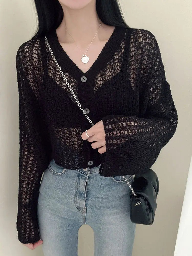 Korean Sle V-Ne Hollow Knitted Jaet Women's ort Thin Outerwear Long Sve Twist Sweater Ele Top Commute Sle
Korean Sle V-Ne Hollow Knitted Jaet Women's ort Thin Outerwear Long Sve Twist Sweater Ele Top Commute Sle