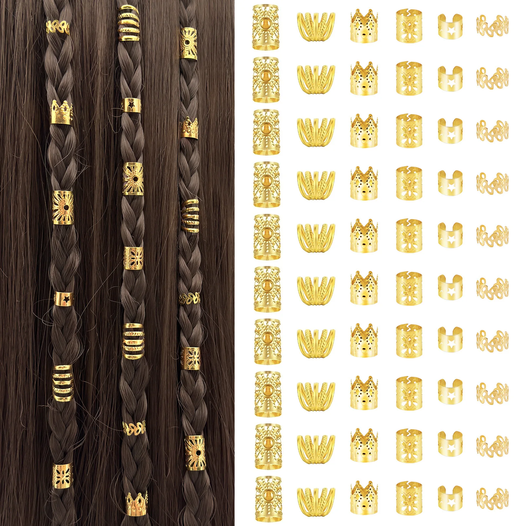 Hollow Dreadlock Hair Cuffs 60 Pieces Metal Alloy Braid Rings For Braiding Durable Non Slip Strong Grip European American Style
Hollow Dreadlock Hair Cuffs 60 Pieces Metal Alloy Braid Rings For Braiding Durable Non Slip Strong Grip European American Style