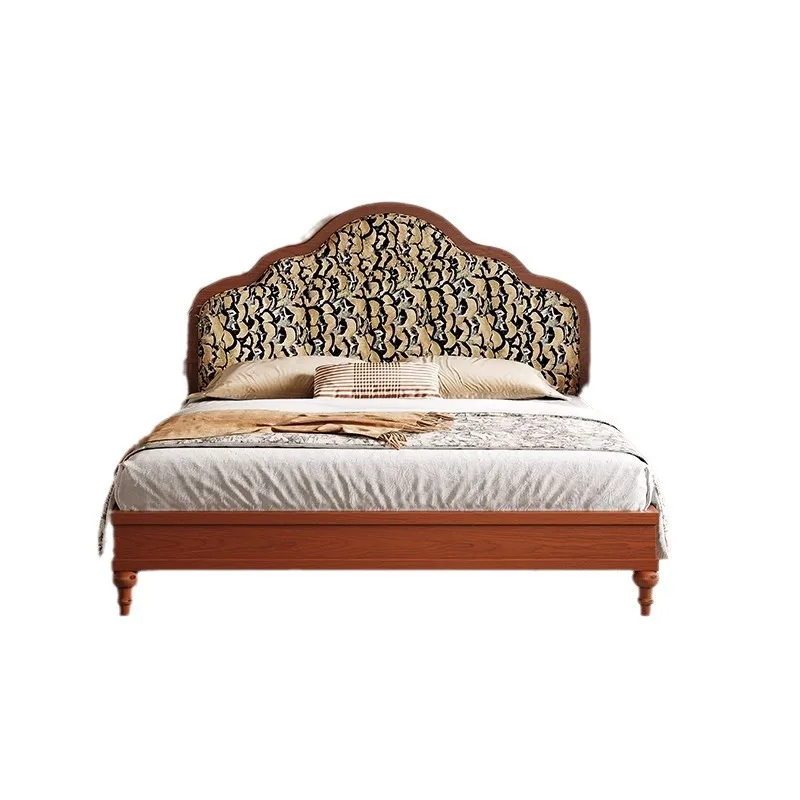 French retro soft bag bed 1.8 meters black double master bedroom full solid wood bed
French retro soft bag bed 1.8 meters black double master bedroom full solid wood bed