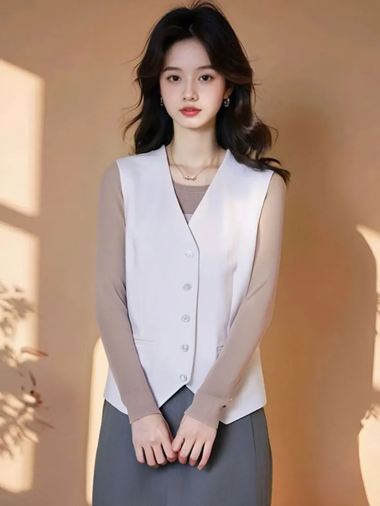 Sli Pure Color Single-Button Design Vest Cardigan Svel Outerwear Trendy Layering Korean Sle Office Commute
Sli Pure Color Single-Button Design Vest Cardigan Svel Outerwear Trendy Layering Korean Sle Office Commute