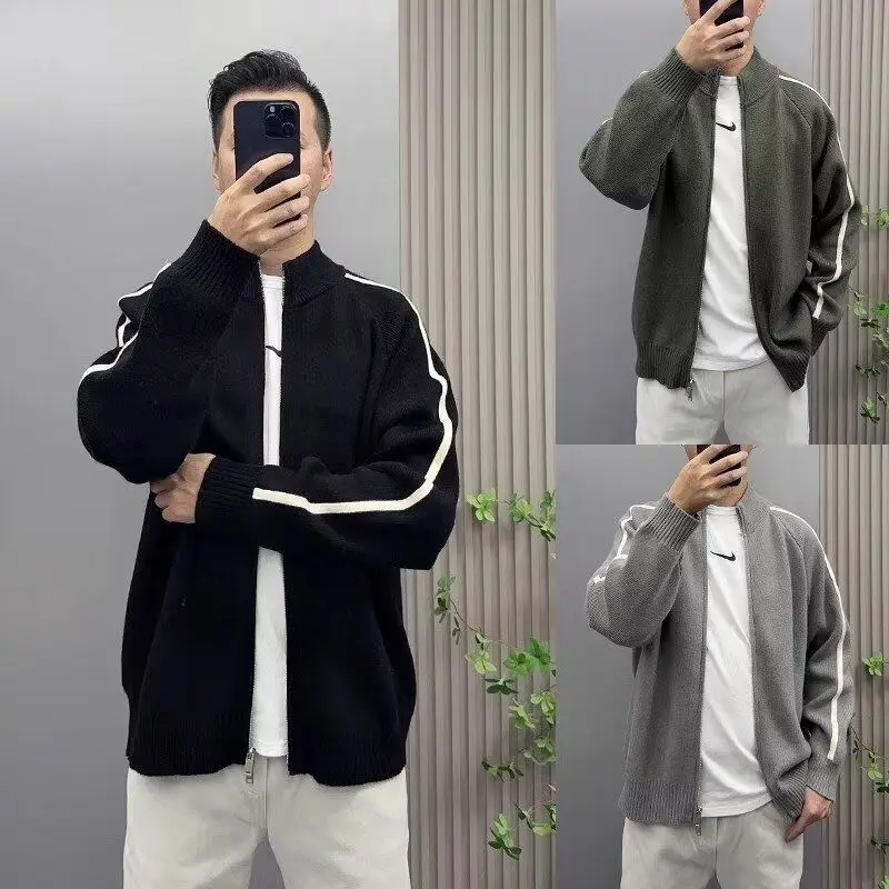 Pure Color Zipper Long Sve Knitted Cardigan Men's Spring Autumn Punk Sle Loose ort Length Sweater Casual Faion
Pure Color Zipper Long Sve Knitted Cardigan Men's Spring Autumn Punk Sle Loose ort Length Sweater Casual Faion