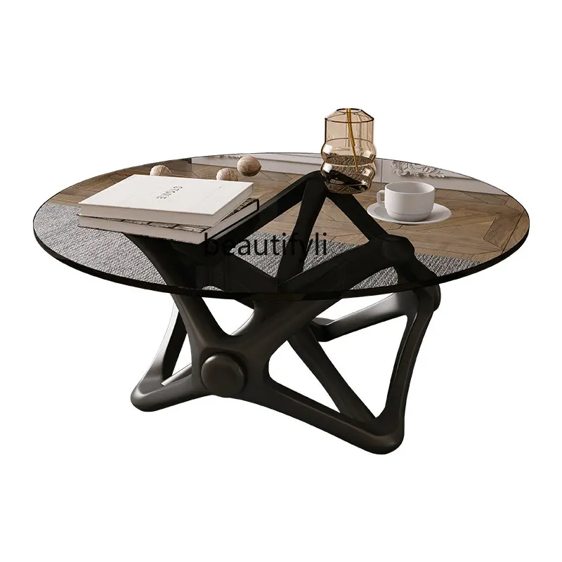 Round Tempered Glass Coffee Table Nordic Small Apartment Living Room Black Light Luxury Coffee Table
Round Tempered Glass Coffee Table Nordic Small Apartment Living Room Black Light Luxury Coffee Table