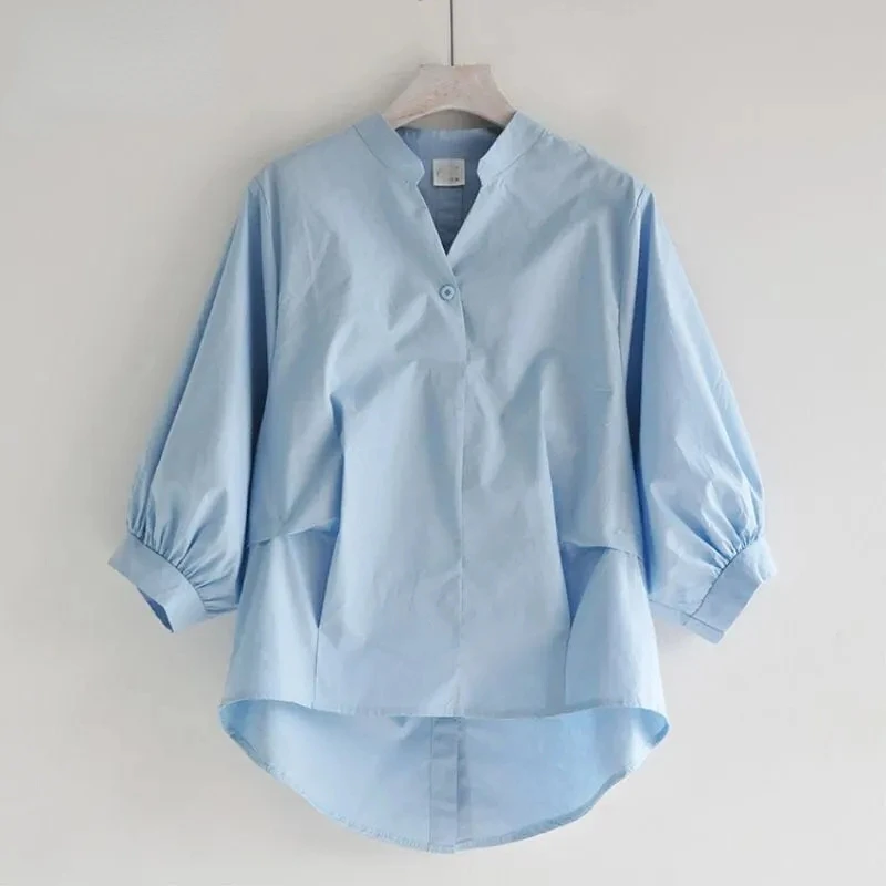 Korean Fashion Oversize Shirts Women Elegant Lantern Sleeve Blouses Blue Loose Summer Tops V-Neck Lightweight Casual Blusas
Korean Fashion Oversize Shirts Women Elegant Lantern Sleeve Blouses Blue Loose Summer Tops V-Neck Lightweight Casual Blusas