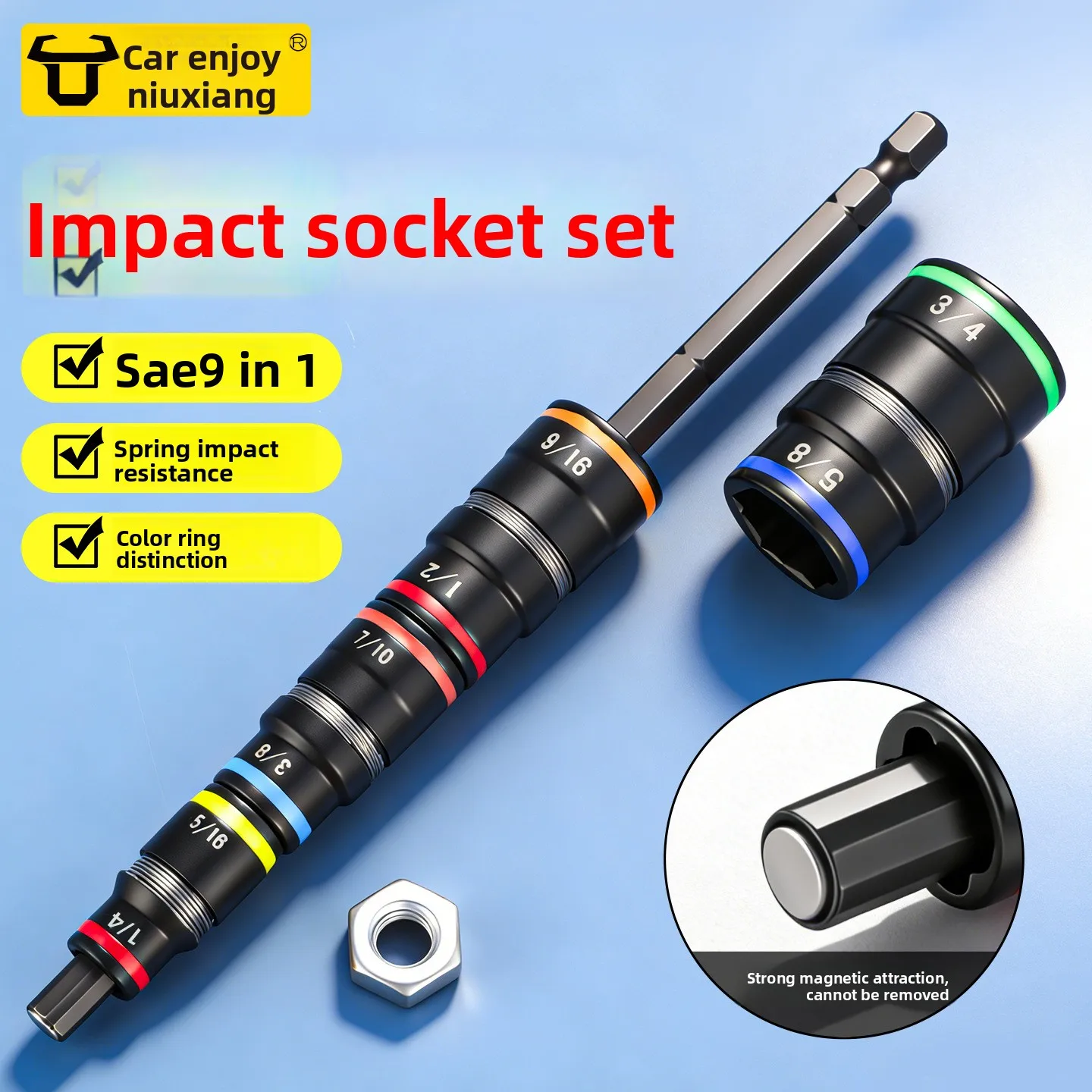 32934 Impact Driver 9 in 1 SAE Impact Sleeve Set 4 Flip Sleeves
32934 Impact Driver 9 in 1 SAE Impact Sleeve Set 4 Flip Sleeves