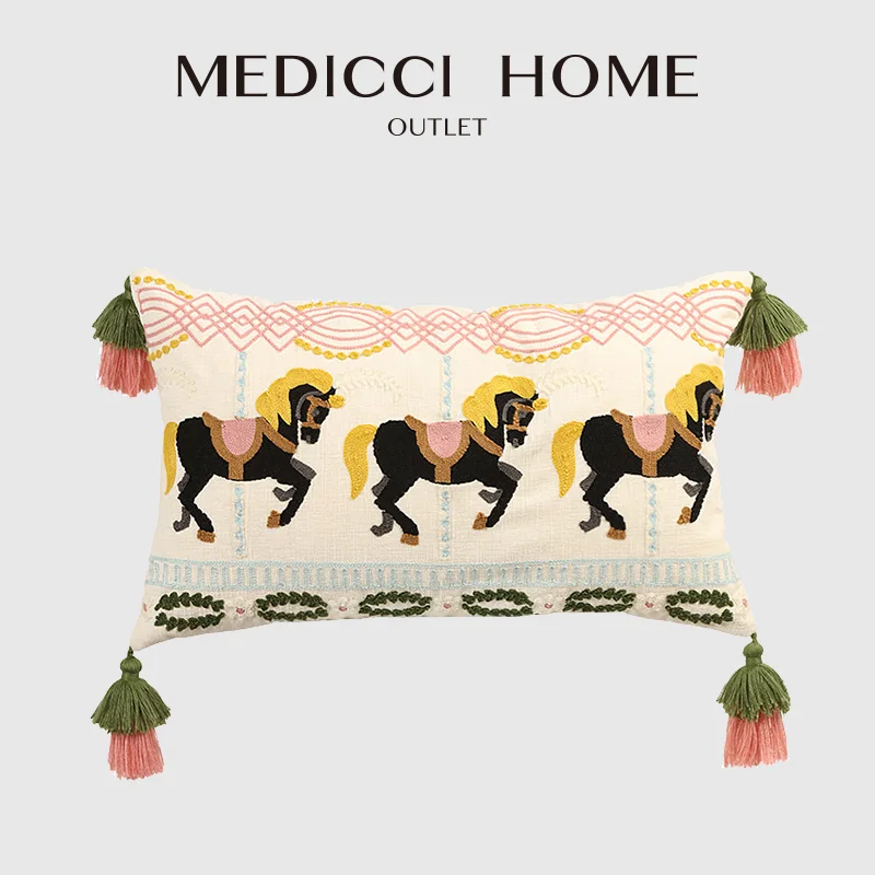 Medicci Home Carousel Horses Embroidered Lumbar Pillowcase With Tassels Luxe Handicraft Cushion Cover For Living Room Or Bedroom
Medicci Home Carousel Horses Embroidered Lumbar Pillowcase With Tassels Luxe Handicraft Cushion Cover For Living Room Or Bedroom