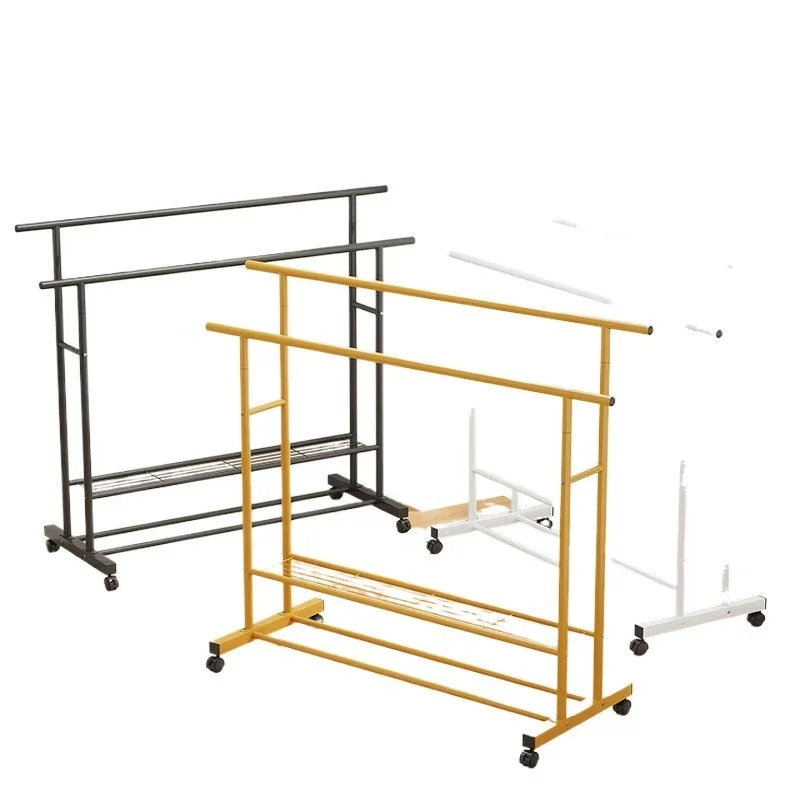 Large capacity movable double rod cloth rack, coat rack, storage device with storage rack, bedroom, balcony metal clothing rack
Large capacity movable double rod cloth rack, coat rack, storage device with storage rack, bedroom, balcony metal clothing rack