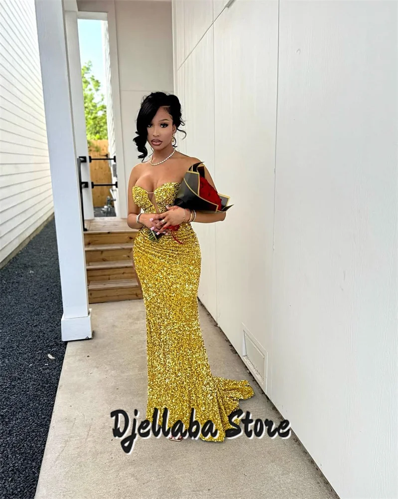New Arrivals Gold Sequins Evening Dress 2025 Elegant Women Mermaid Prom Dress Wedding Party Dress vestidos de fiesta Customized
New Arrivals Gold Sequins Evening Dress 2025 Elegant Women Mermaid Prom Dress Wedding Party Dress vestidos de fiesta Customized