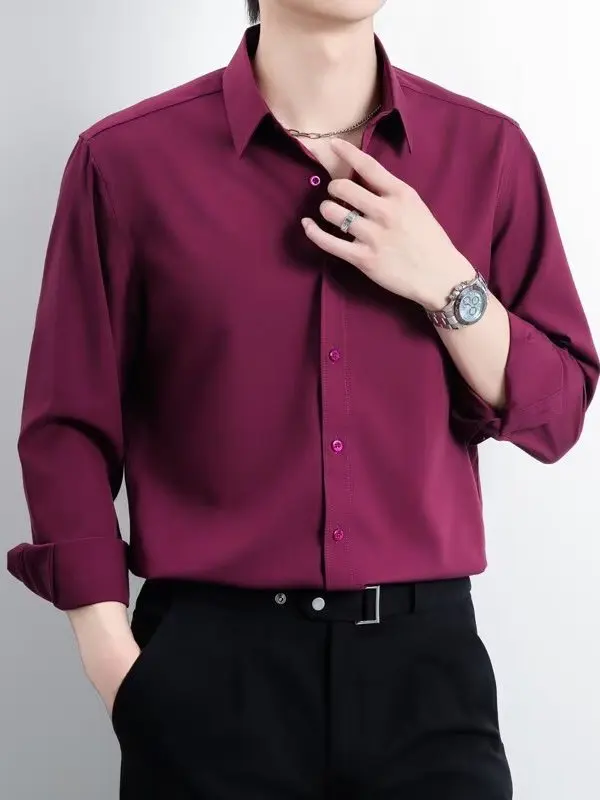 Elegant Red Wine Color Long Sleeve Shirt for Men Business Anti-Wrinkle Wedding Groomsmen Best Man Formal Casual Wear
Elegant Red Wine Color Long Sleeve Shirt for Men Business Anti-Wrinkle Wedding Groomsmen Best Man Formal Casual Wear