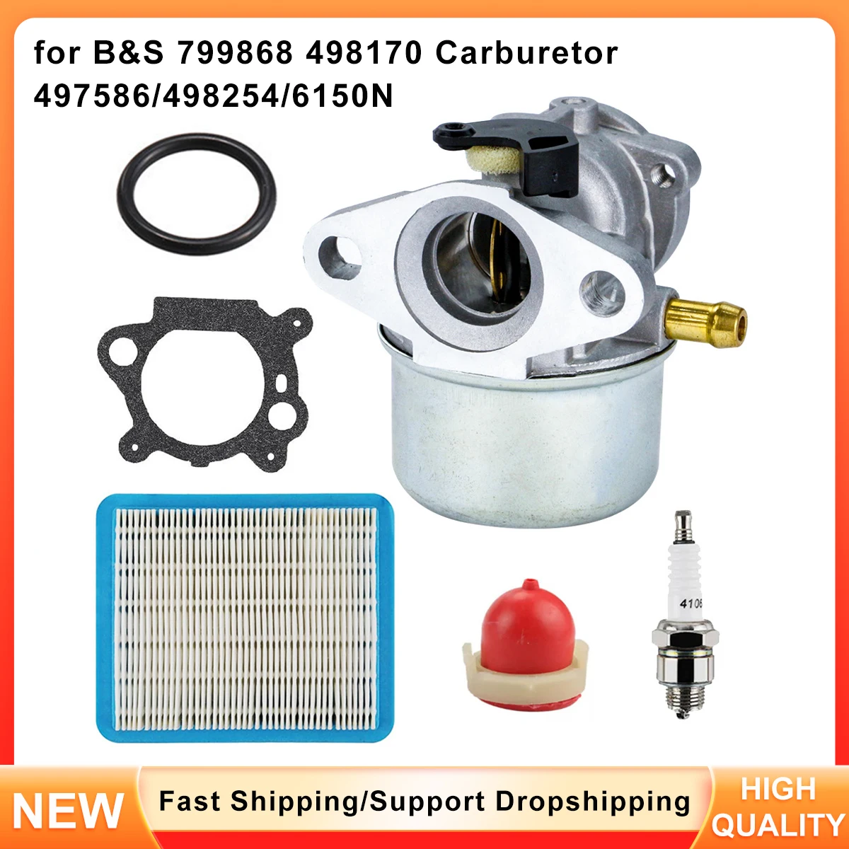 Replacement Carburetor Set for Briggs & Stratton Engine - Replaces OEM # 799868, 498170, 497586, 498254, 6150N 
Replacement Carburetor Set for Briggs & Stratton Engine - Replaces OEM # 799868, 498170, 497586, 498254, 6150N