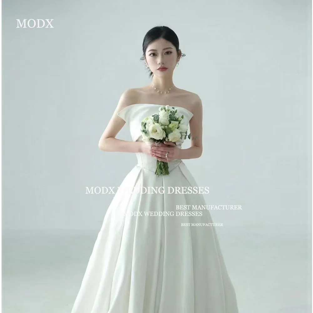 MODX Simple Soft Satin A Line Wedding Dresses Corset Back Floor Length Bride Dress Plus Size Korea Photo shoot Customized
MODX Simple Soft Satin A Line Wedding Dresses Corset Back Floor Length Bride Dress Plus Size Korea Photo shoot Customized