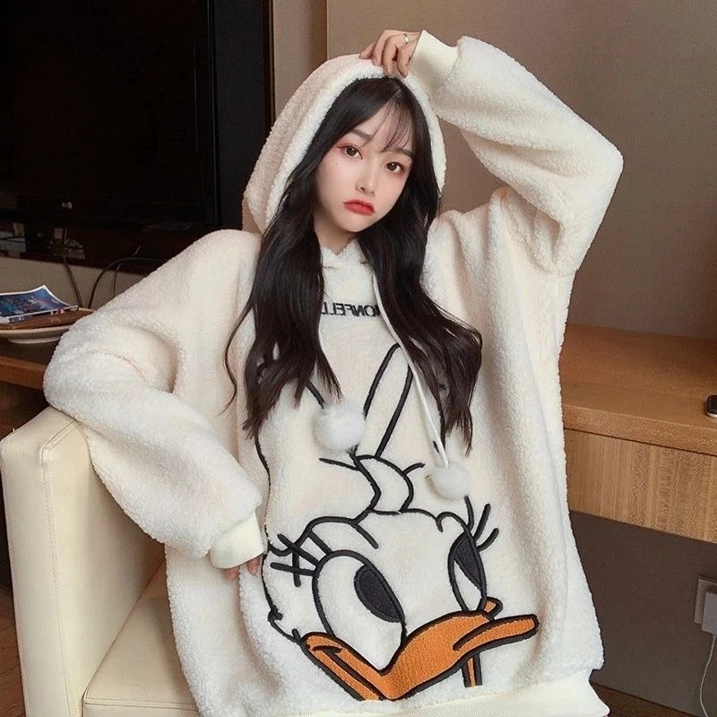 Women's Winter Donald Duck Sherpa Fleece Sweatshirt - Korean Ins Trendy Oversized BF Lazy Style Thickened Casual Coat
Women's Winter Donald Duck Sherpa Fleece Sweatshirt - Korean Ins Trendy Oversized BF Lazy Style Thickened Casual Coat