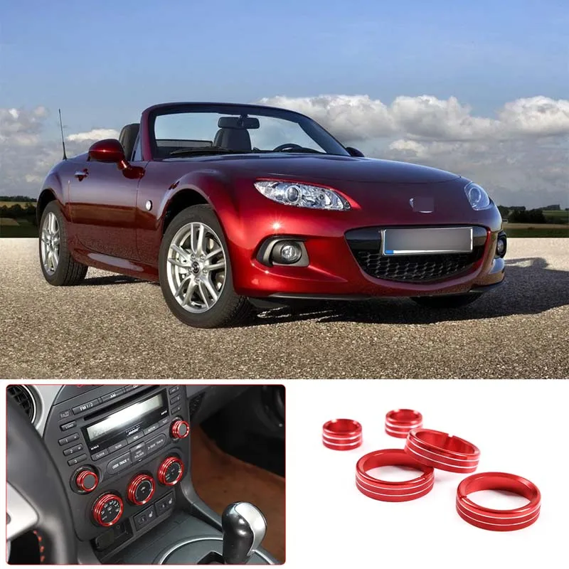For 2009-15 Mazda MX-5 NC aluminum alloy red car air conditioner volume knob ring cover sticker interior accessories 5-piece set
For 2009-15 Mazda MX-5 NC aluminum alloy red car air conditioner volume knob ring cover sticker interior accessories 5-piece set